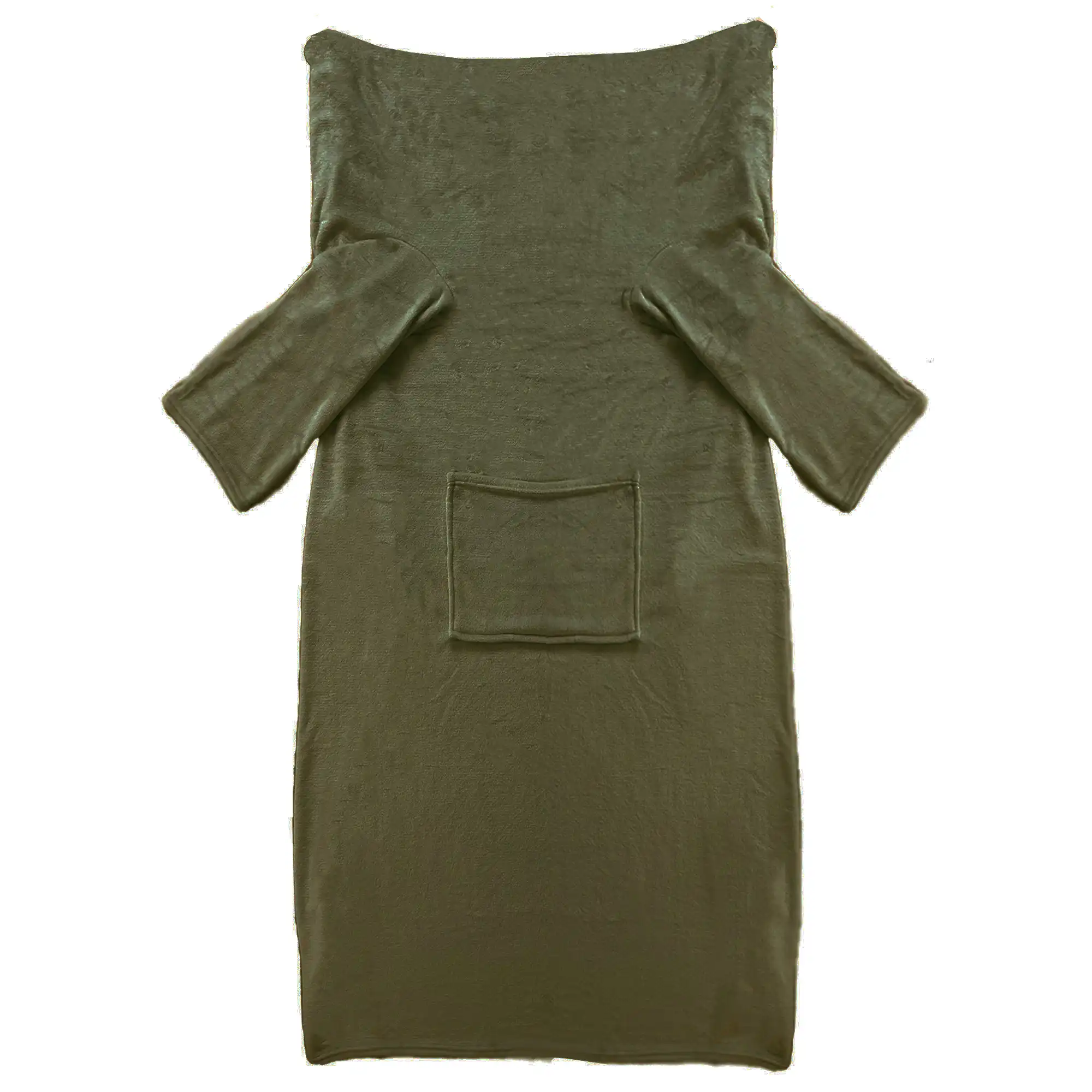 GINY - Plaid met mouwen 150x200 cm - superzacht - flannel fleece - Military Olive - groen