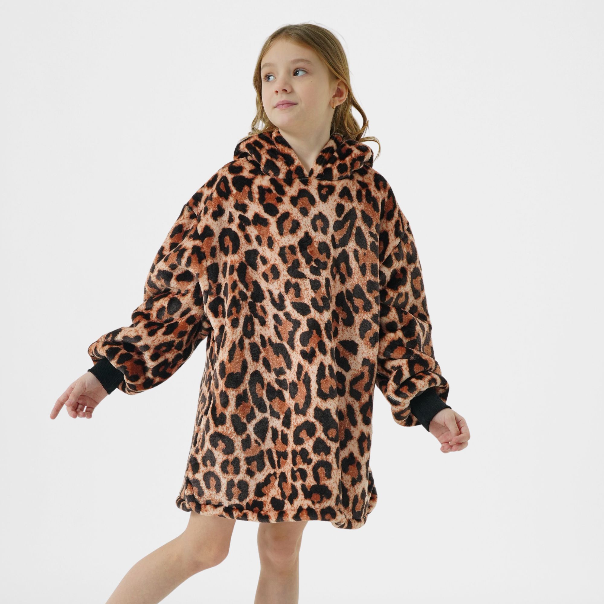 CHEETAH - hoodie 50x70 cm - meisjes - dierenprint - Tobacco Brown - bruin
