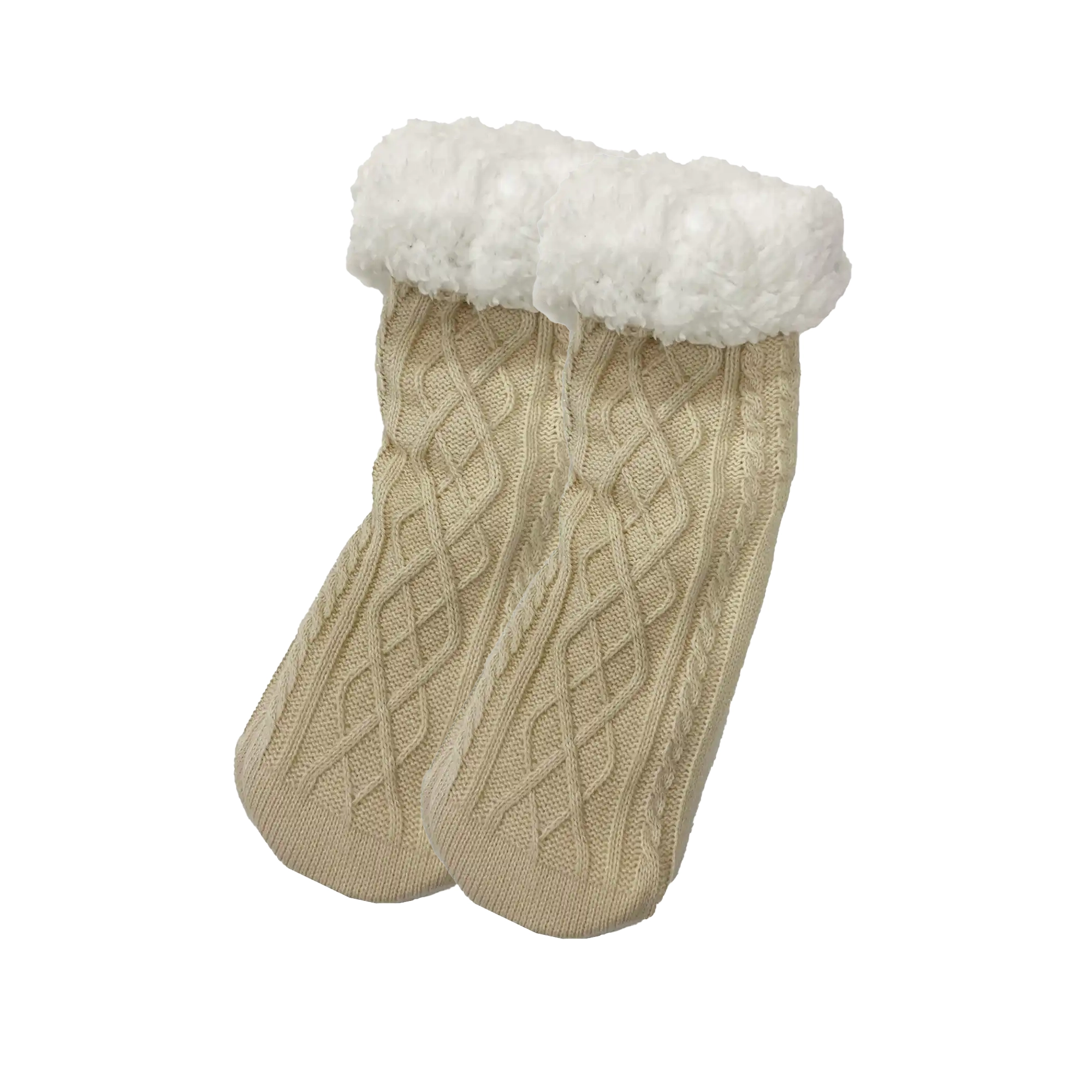 ELZA - Huissokken - antislip - met sherpa voering - one size - Bone White - wit