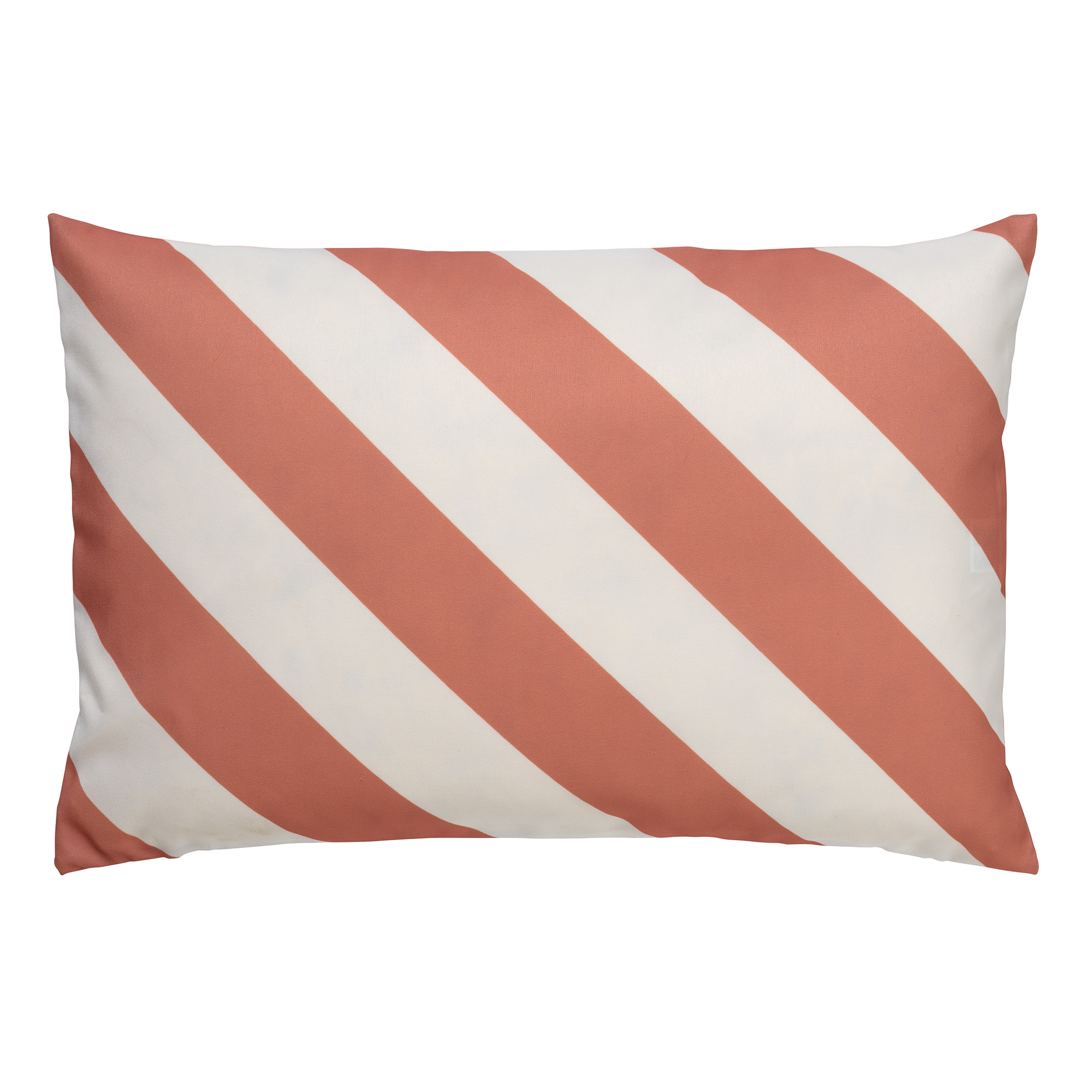 SANZENO - Outdoor Sierkussen 40x60 cm - waterafstotend en uv-bestendig - gestreept - Muted Clay - wit en roze