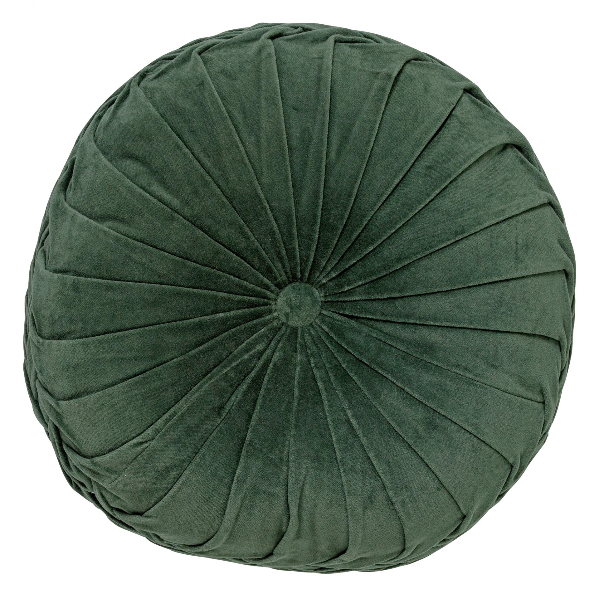 KAJA - Sierkussen rond velvet 40 cm - Mountain View - donkergroen
