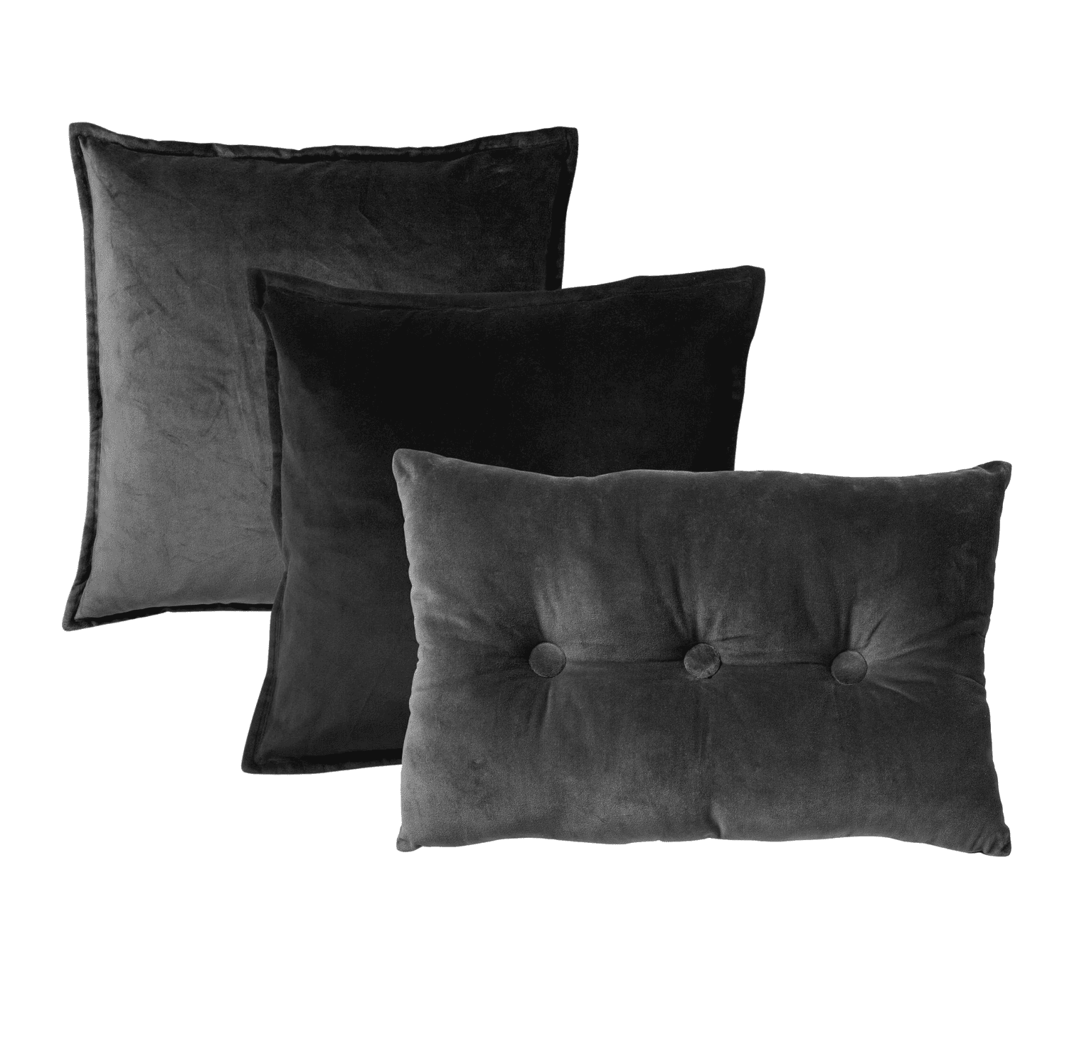 KUSSENSET - 3-delig - Caith & Valerie - 50x50 cm, 40x60 cm - sierkussens inclusief binnenkussens - zwart, antraciet