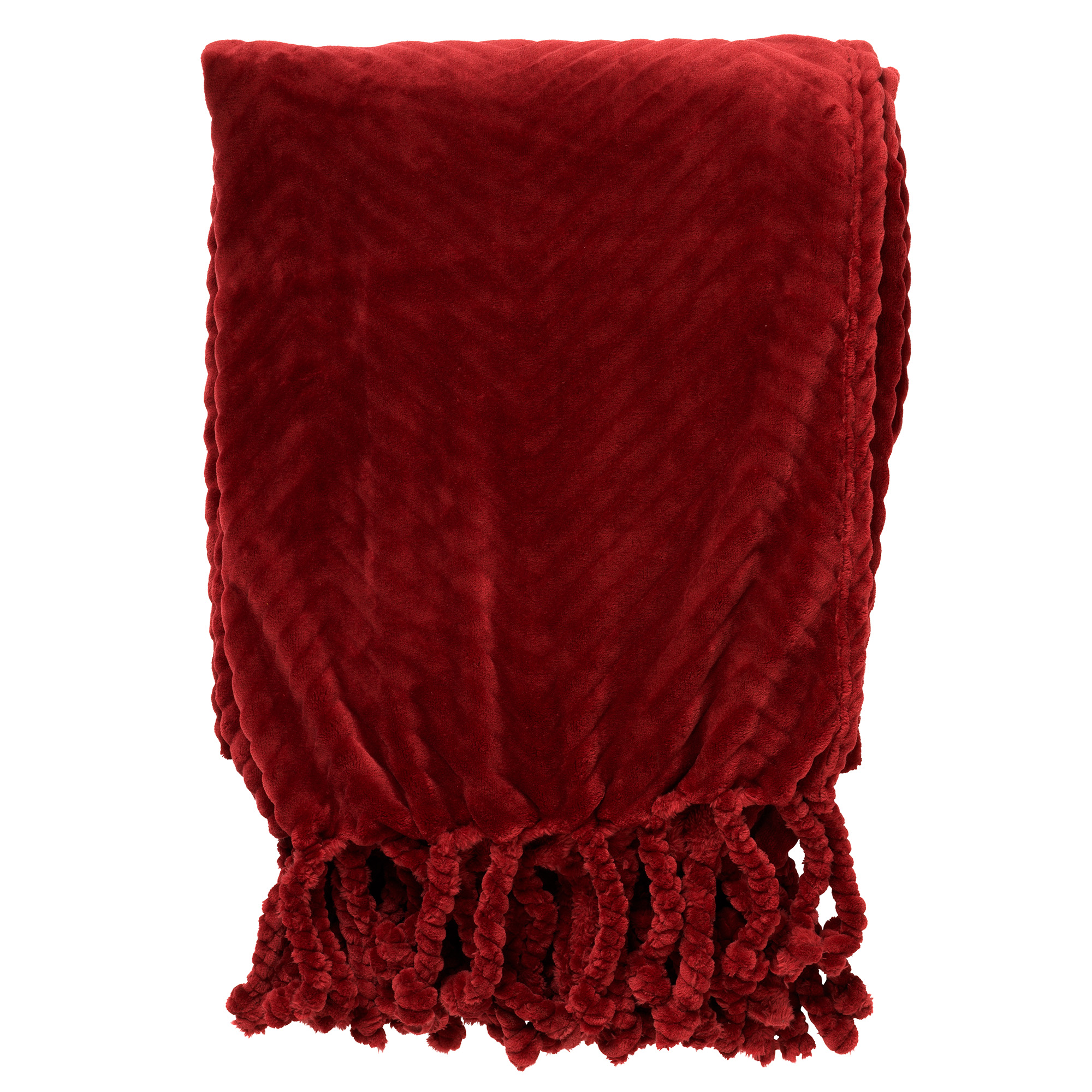 ZIGGY - Plaid van fleece 140x180 cm - Merlot - rood
