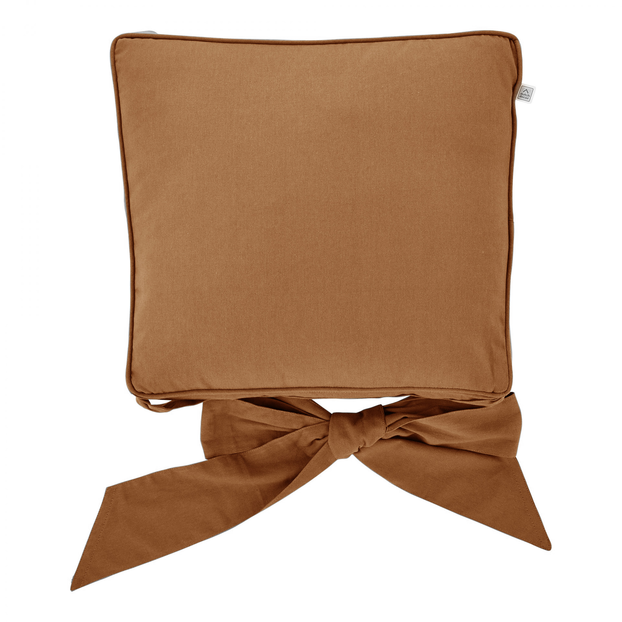 JAVAAN - Stoelkussen met lint Tobacco Brown 45x45 cm - bruin