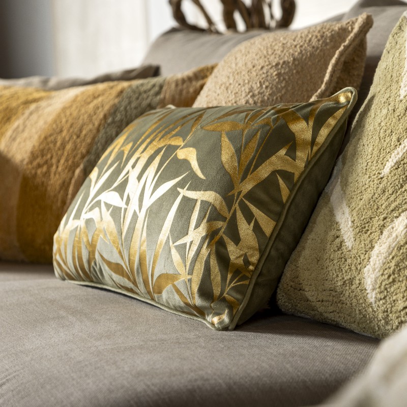 RILEY - sierkussen 45x45 cm - geometrisch - Sponge - groen