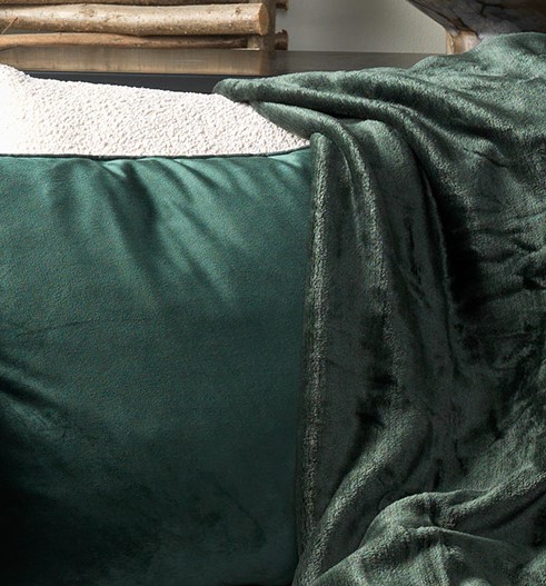 CHARLIE - Plaid 200x220 cm - extra grote fleece deken - effen kleur - Mountain View - donkergroen