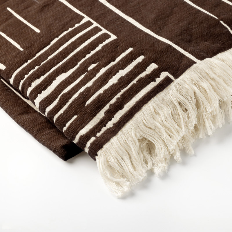 STEFANO - Plaid 140x180 cm - met strepen en franjes - Chocolate Martini - bruin STEFANO - Plaid 140x180 cm - met strepen en franjes - Chocolate Martini - bruin