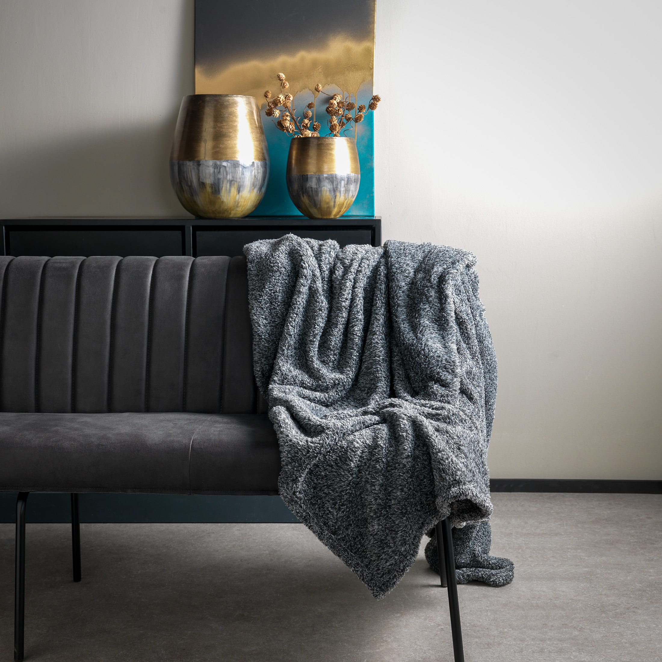 OSCAR - Plaid Charcoal Gray 140x180 cm - grijs OSCAR - Plaid Charcoal Gray 140x180 cm - grijs