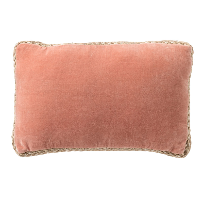 MANOE - Sierkussen 30x50 cm - effen kleur - met rand van jute - Muted Clay - roze