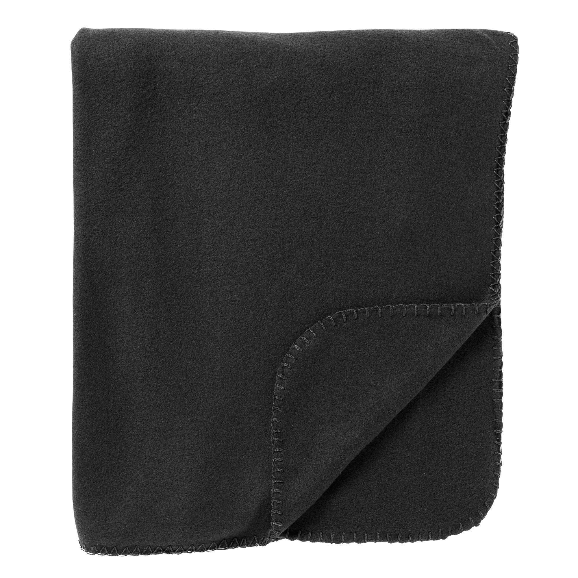 PABLO - Plaid 150x200 cm - 100% polyester - fleece terrasplaid - Raven - zwart