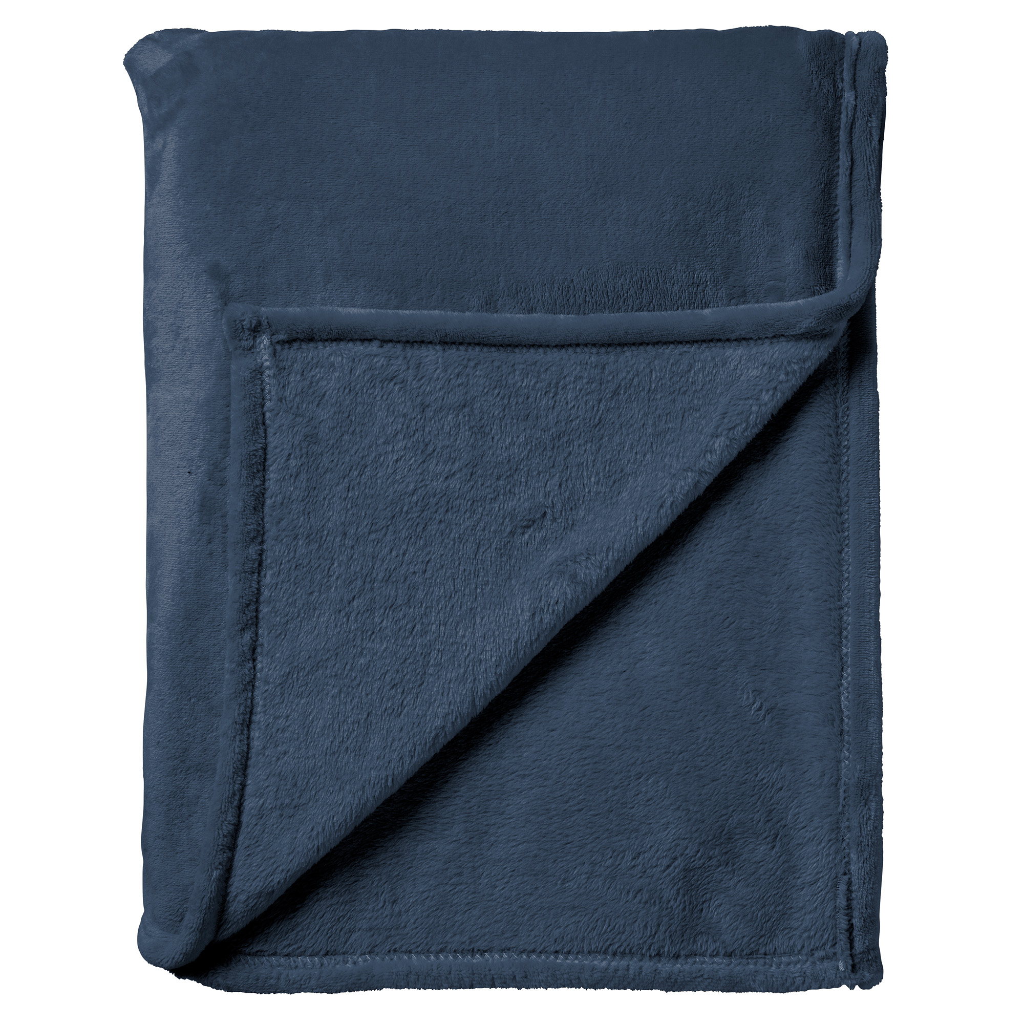 CHARLIE - Plaid 200x220 cm - extra grote fleece deken - effen kleur - Insignia Blue - blauw