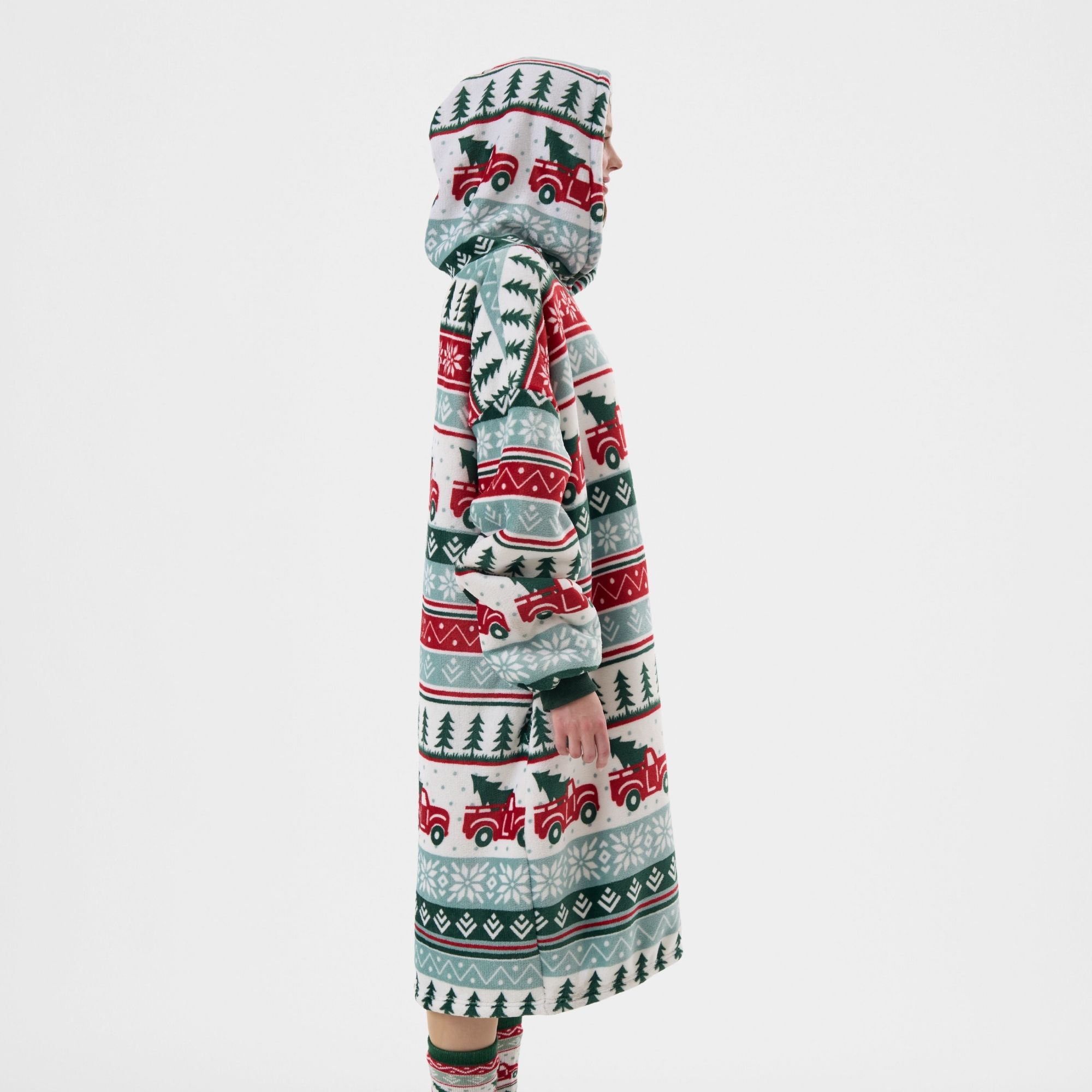 DRIVING HOME   hoodie 70x110 cm - volwassenen - hoodie deken - kerst - multicolour