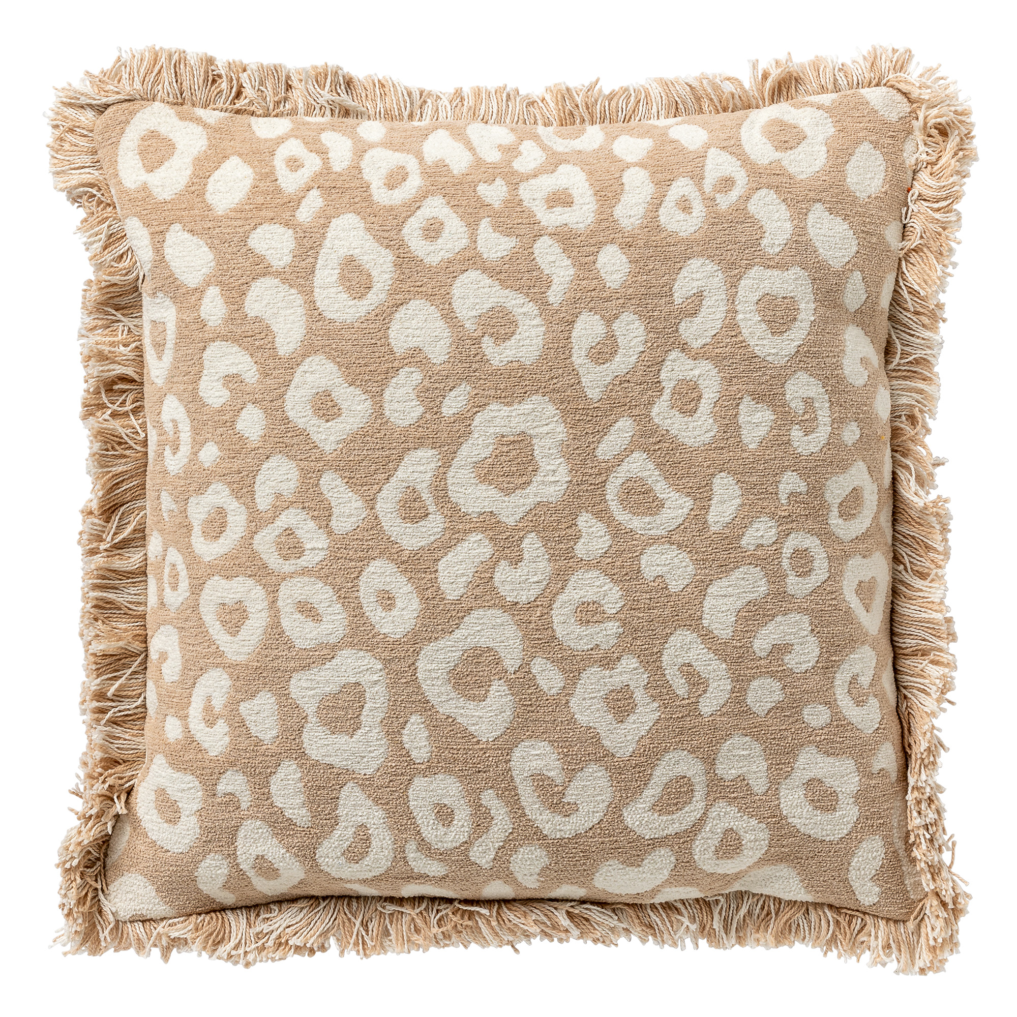 LILO - Sierkussen 45x45 cm - 100% katoen - panterprint - Pumice Stone - beige