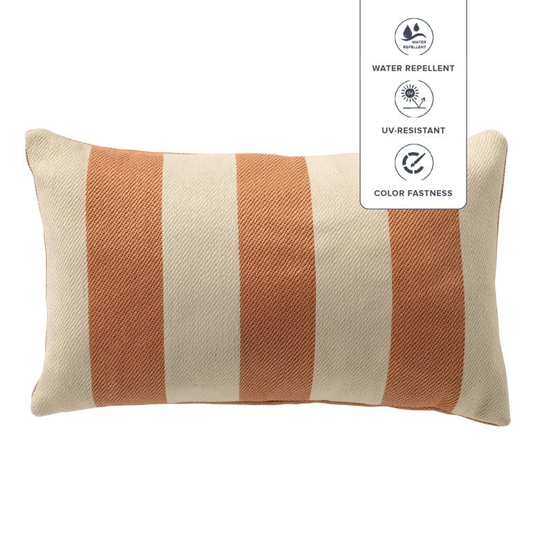 CYRUS - Buitenkussen 30x50 cm - waterafstotend en uv-bestendig - gestreept - Peach Bloom - rood
