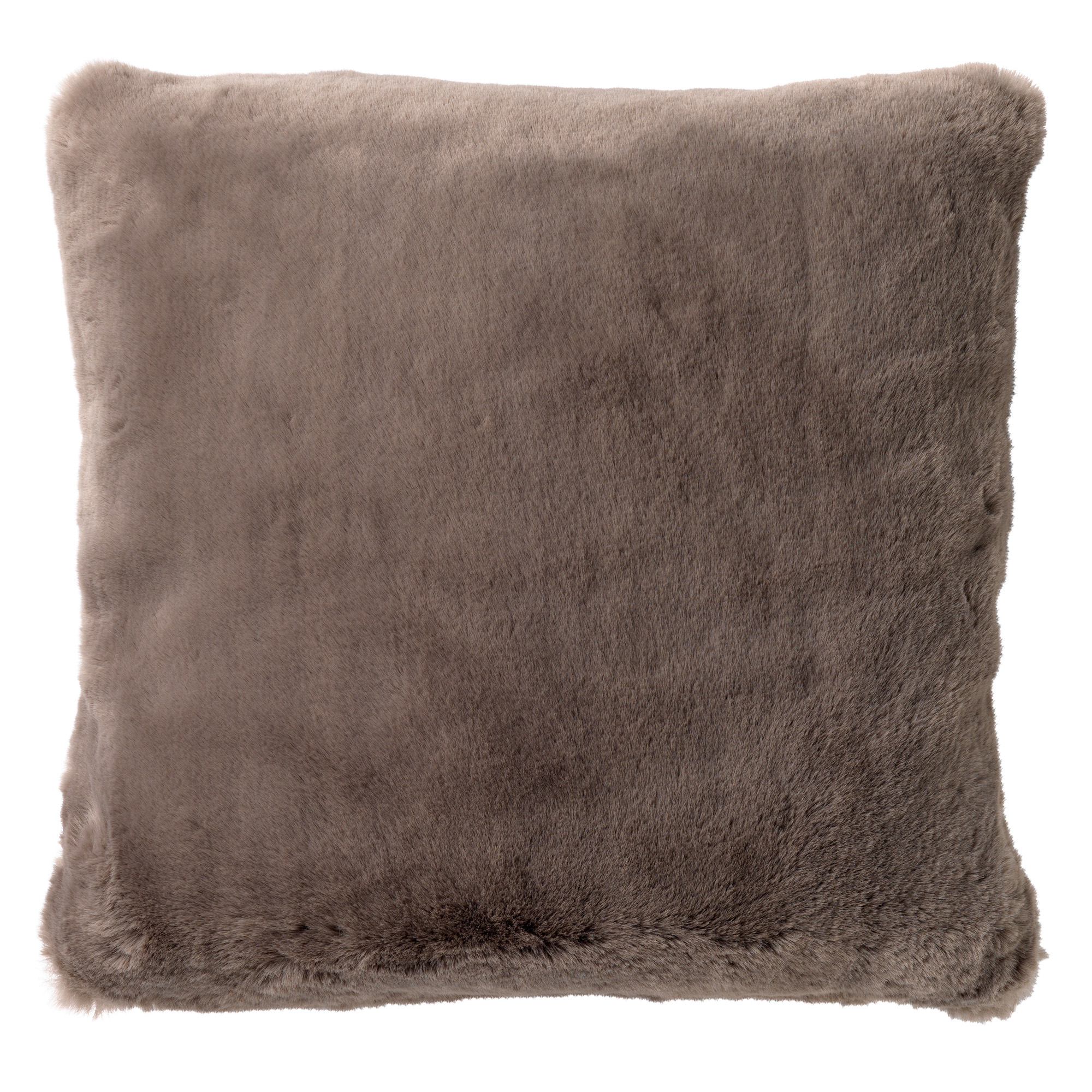 ZAYA - Sierkussen 45x45 cm - bontlook - effen kleur - Driftwood - taupe