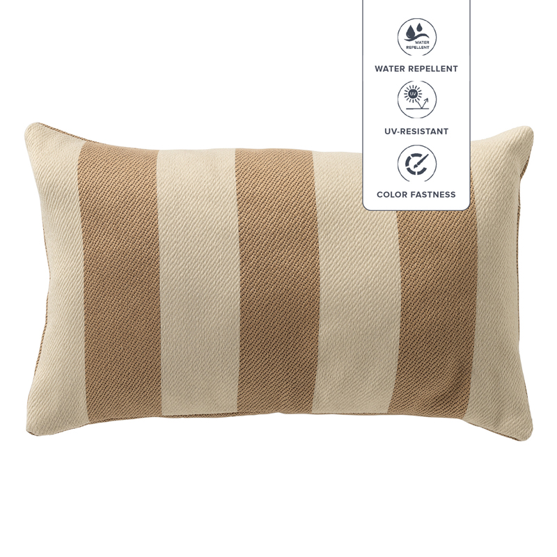 CYRUS - Buitenkussen 30x50 cm - waterafstotend en uv-bestendig - gestreept - Irish Cream - beige
