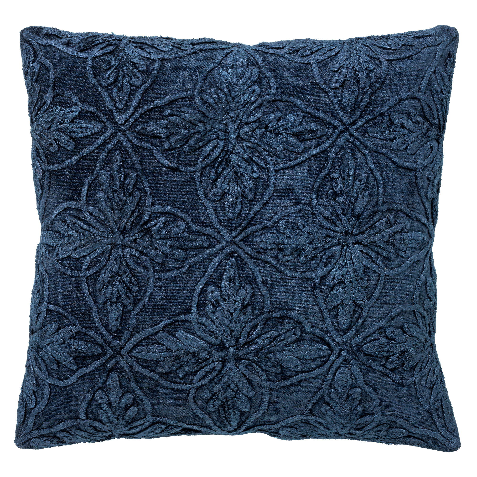 AMAR - Kussenhoes 45x45 cm - 100% katoen - bloemen design - Insignia Blue - donkerblauw