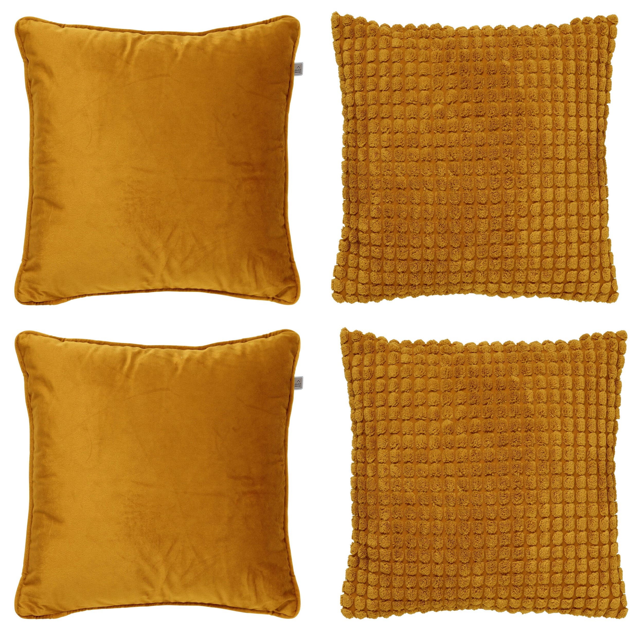 KUSSENSET - 4-delig - Texture Harmony - 45x45 cm - inclusief binnenkussens - geel KUSSENSET - 4-delig - Texture Harmony - 45x45 cm - inclusief binnenkussens - geel