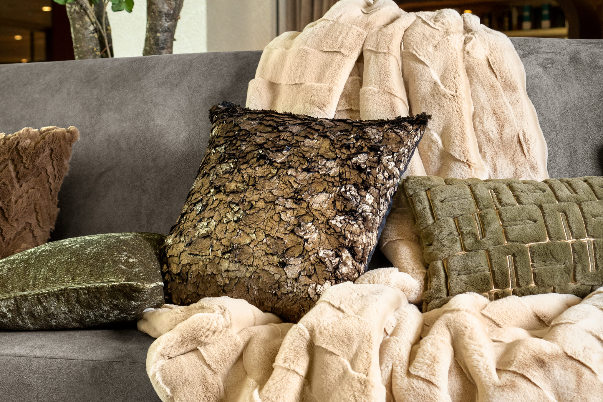 FERRON - plaid 130x160 cm - imitatiebont - Irish Cream - beige