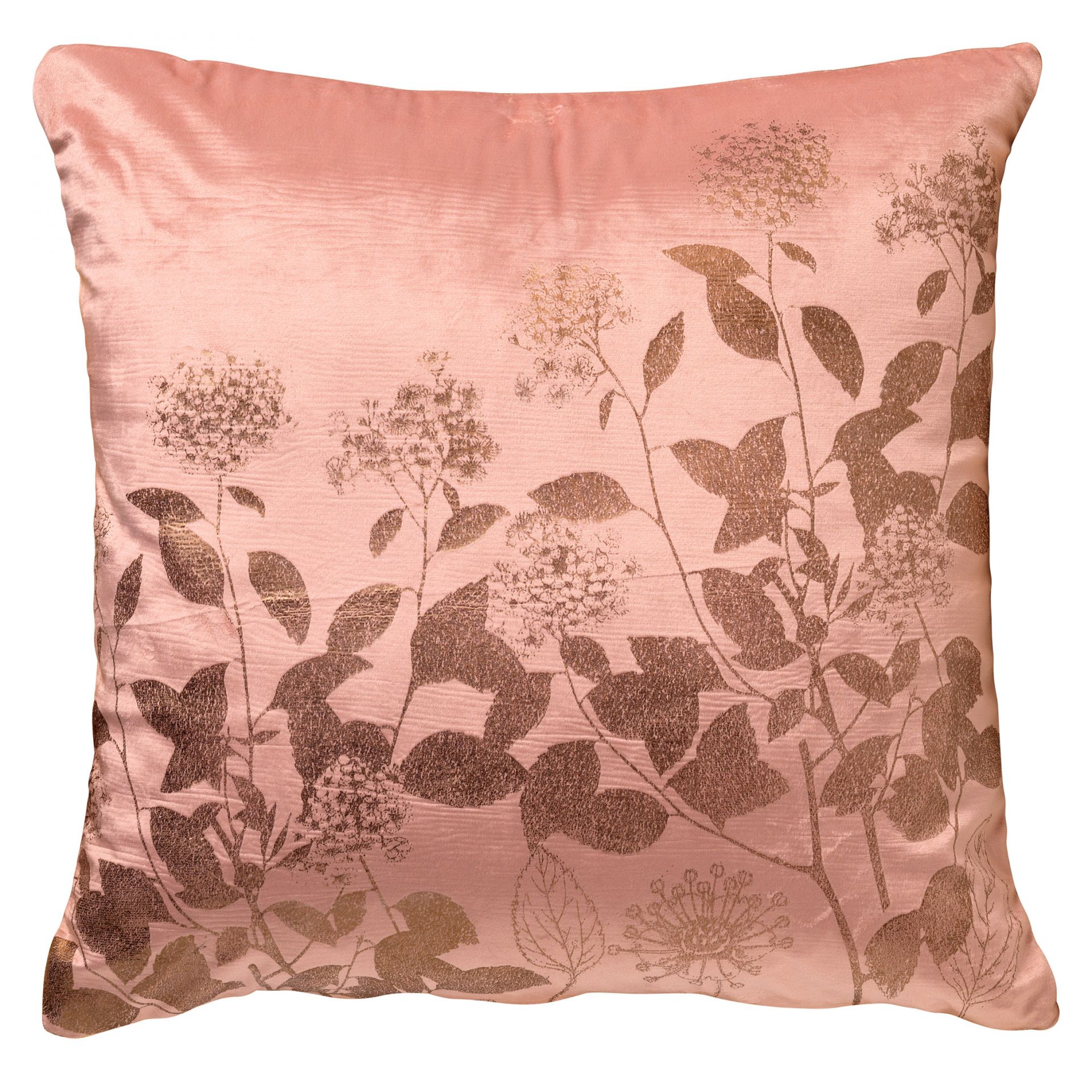 ROSALIE - Sierkussen velvet 45x45 cm - bloemen en blaadjes - Muted Clay - roze 