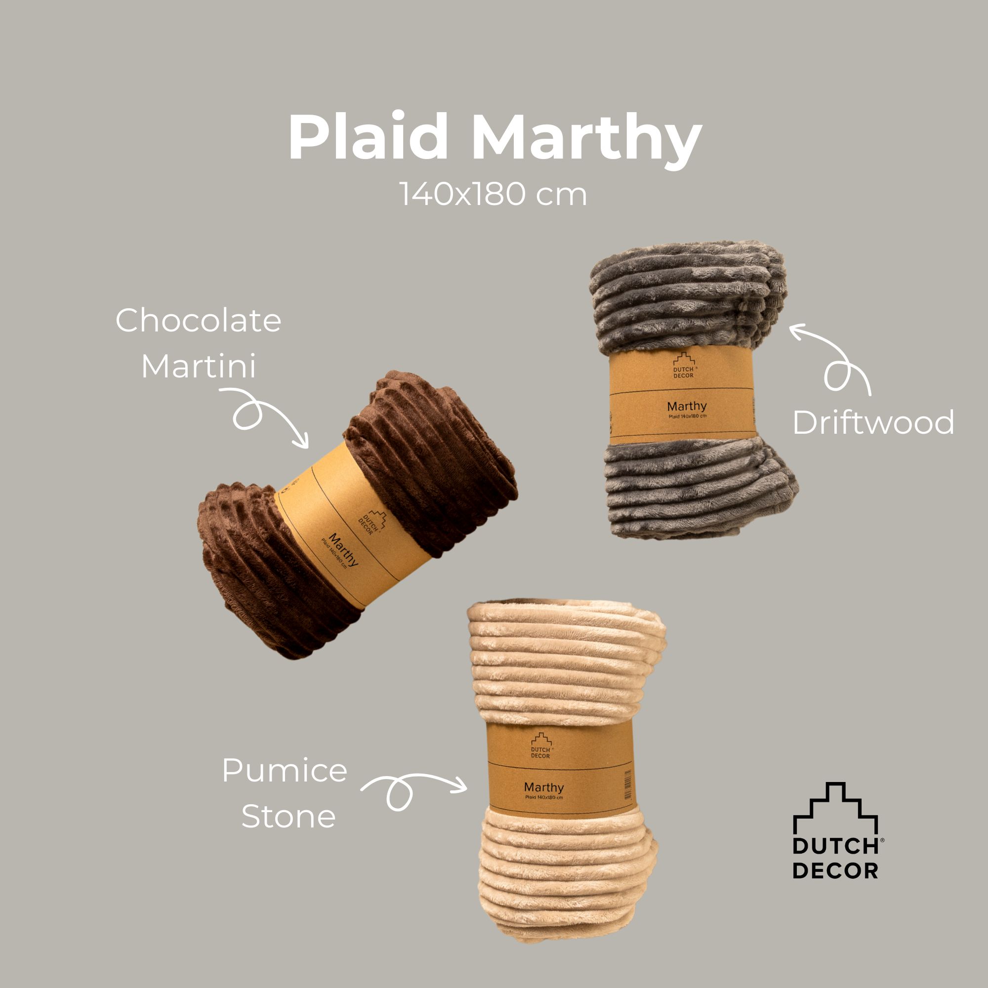 MARTHY - Plaid 140x180 cm - Driftwood - Bruin MARTHY - Plaid 140x180 cm - Driftwood - Bruin