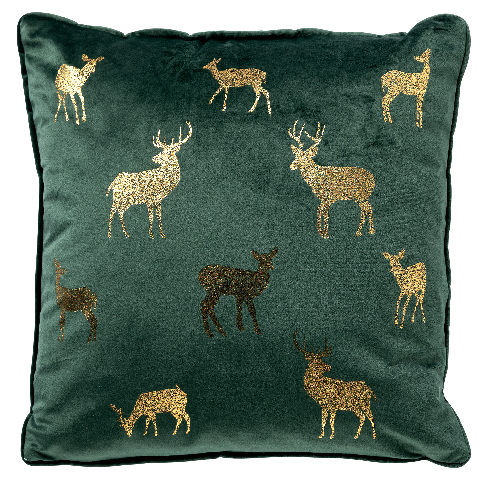 DEER - Coussin en velours 45x45 cm - Vert - Décoration de Noël