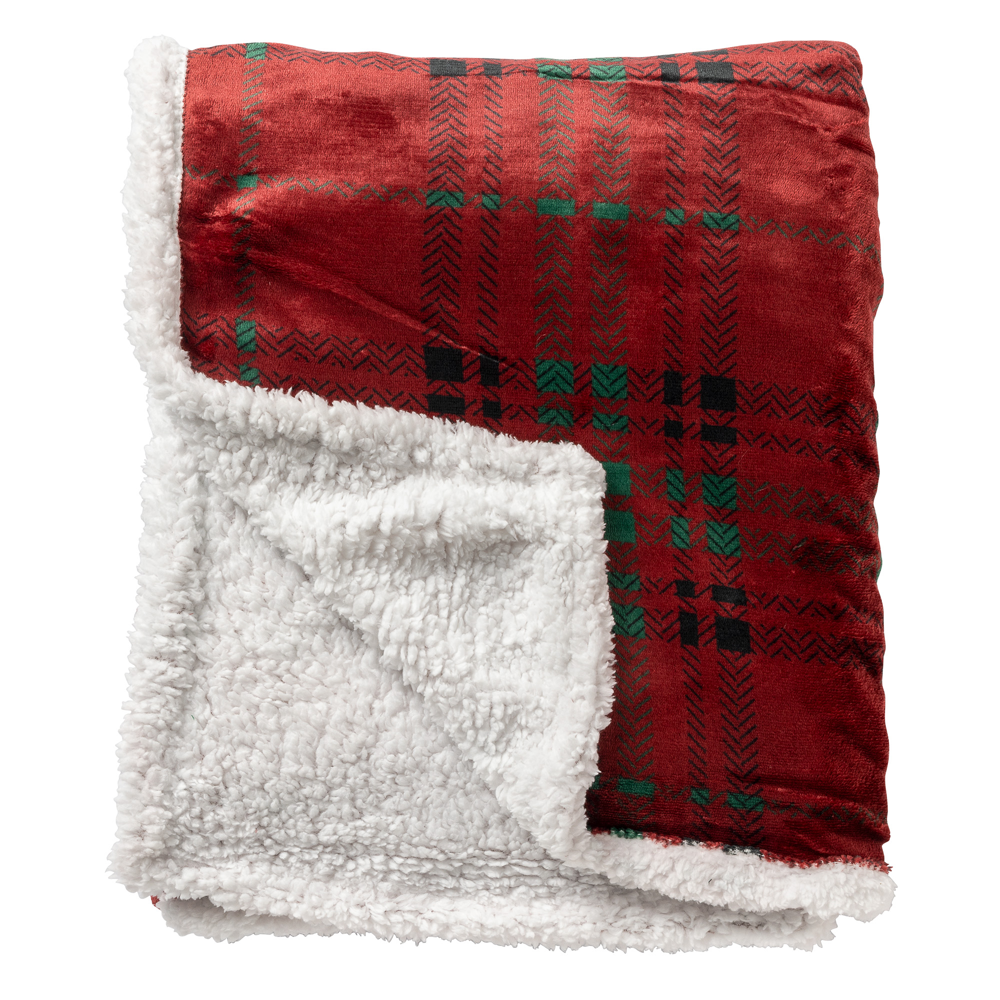 CARLTON - Plaid 150x200 cm - fleece deken met sherpa en ruitmotief - Biking Red - rood