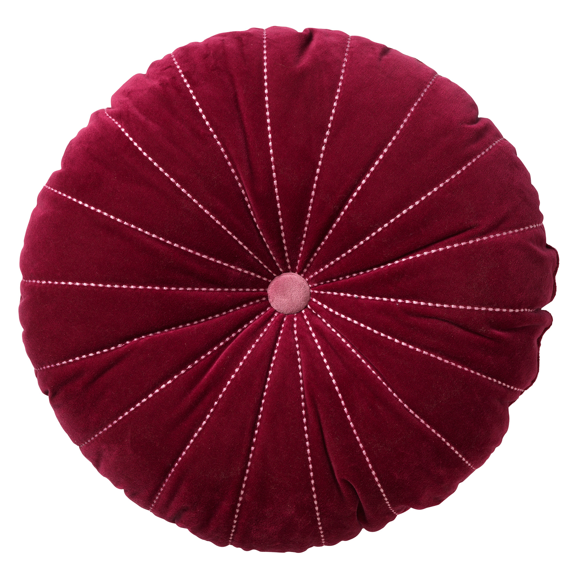 MAAN - Sierkussen rond velvet Red Plum 50 cm - roze