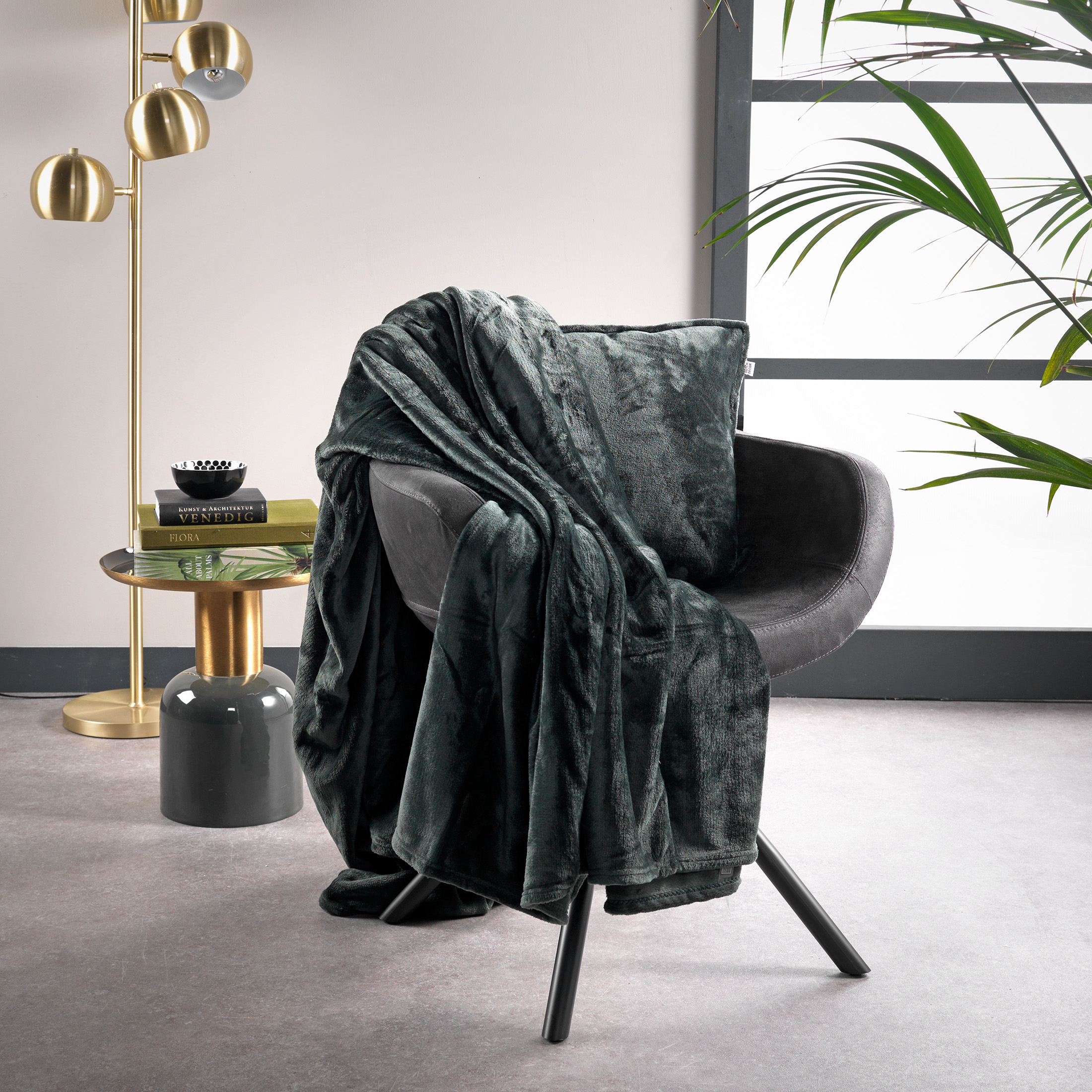 BILLY - Plaid flannel fleece 150x200 cm Mountain View - groen - superzacht BILLY - Plaid flannel fleece 150x200 cm Mountain View - groen - superzacht