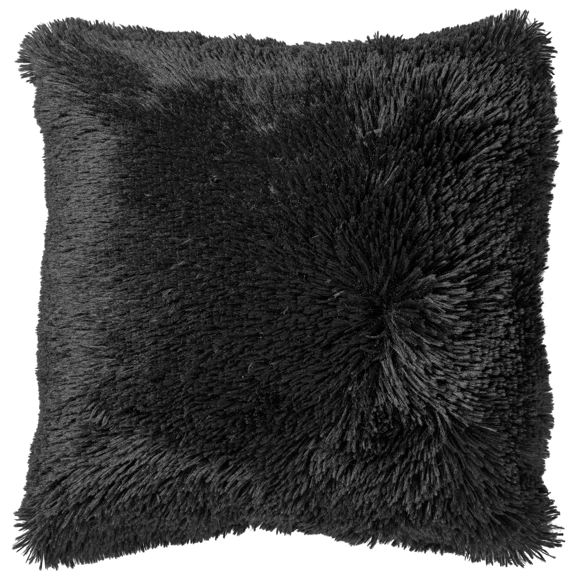 FLUFFY - Sierkussen 45x45 cm - superzacht - effen kleur - Raven - zwart