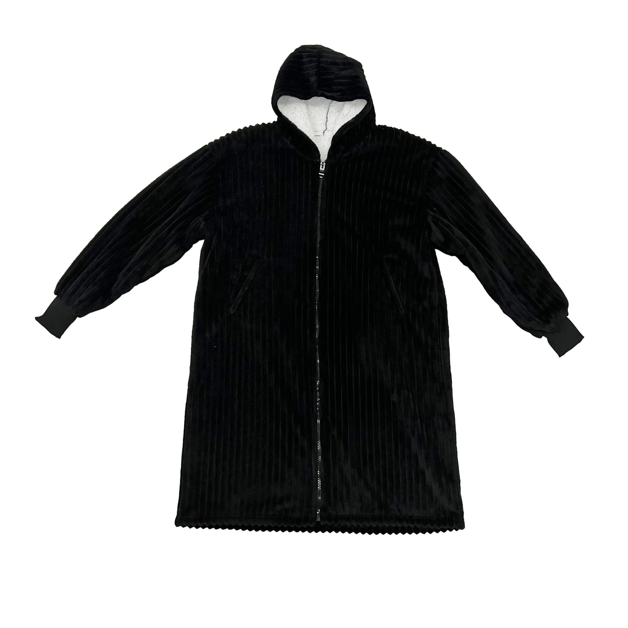 JENS - Oversized Hoodie - 70x110 cm - Hoodie & deken in één - met rits - unisex - Raven - zwart - 1 stuk