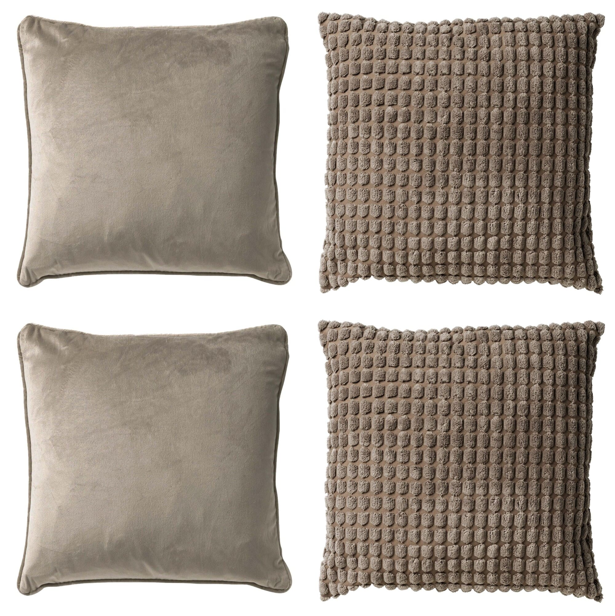 KUSSENSET - 4-delig - Texture Harmony - 45x45 cm - inclusief binnenkussens - taupe KUSSENSET - 4-delig - Texture Harmony - 45x45 cm - inclusief binnenkussens - taupe