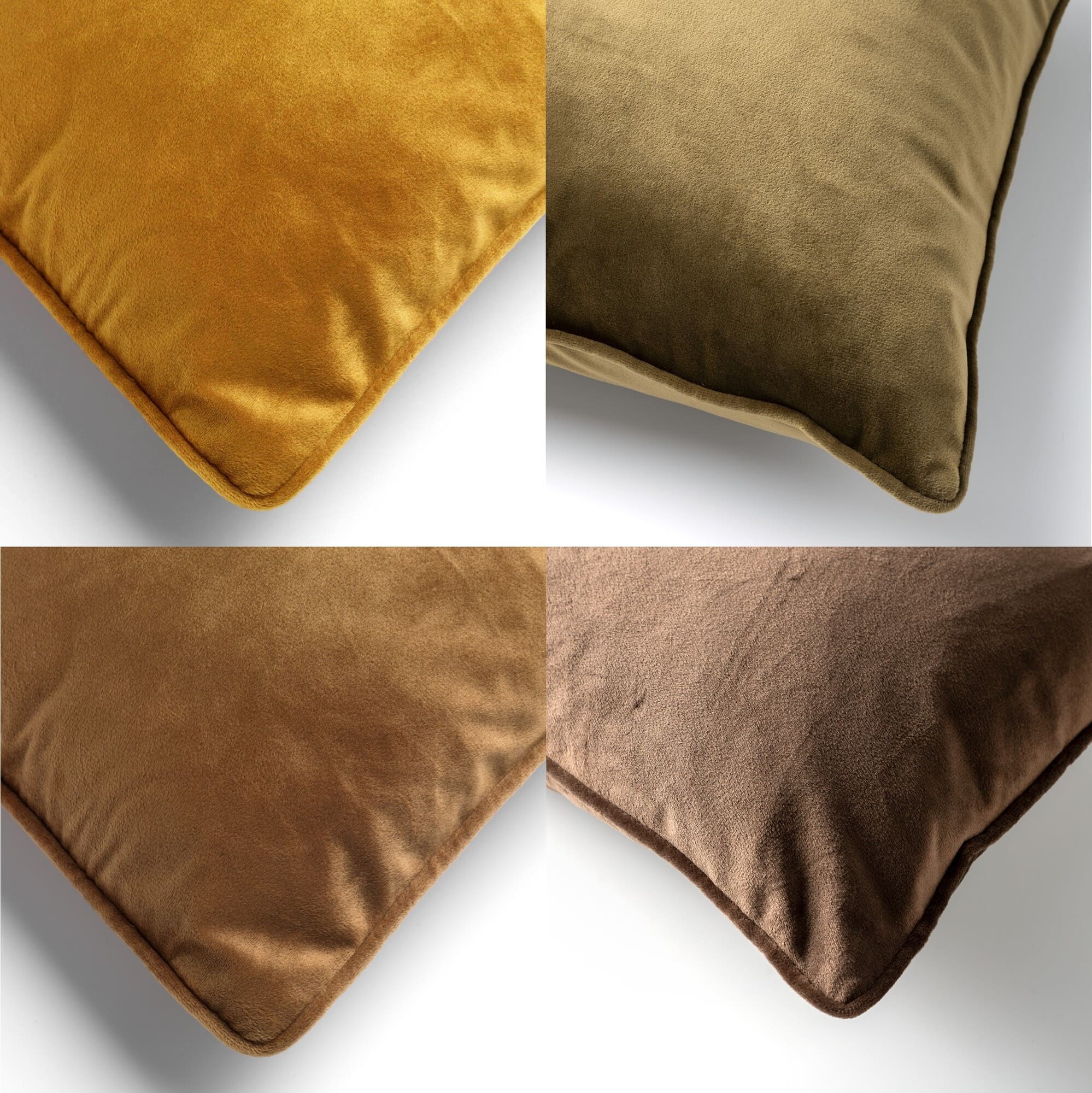 KUSSENSET - 4-delig - 45x45 cm en 30x50 cm - inclusief binnenkussens - geel, groen, bruin