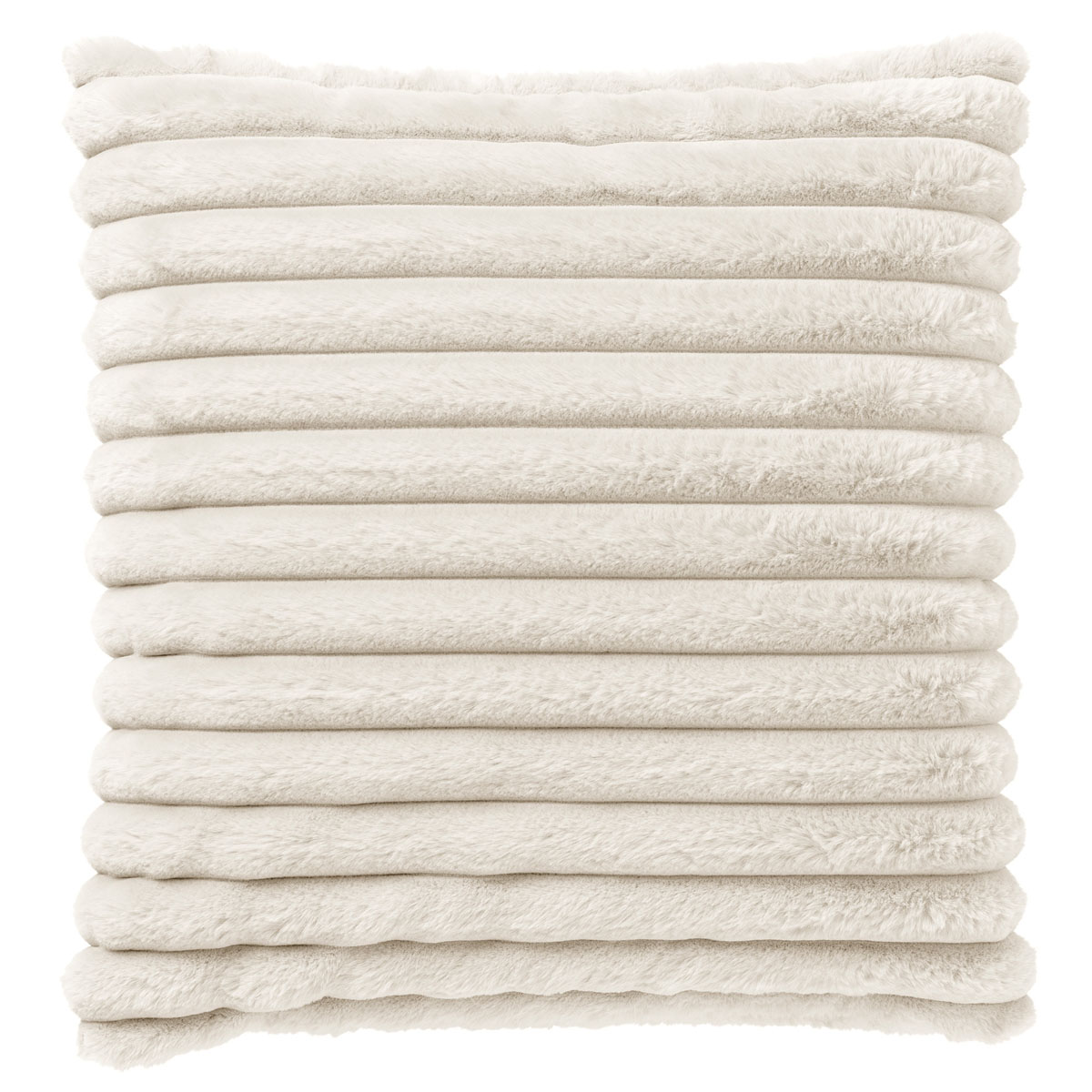 HAZEL  - Sierkussen 50x50 cm - effen kleur – strepen – heerlijk zacht - Snow White - wit