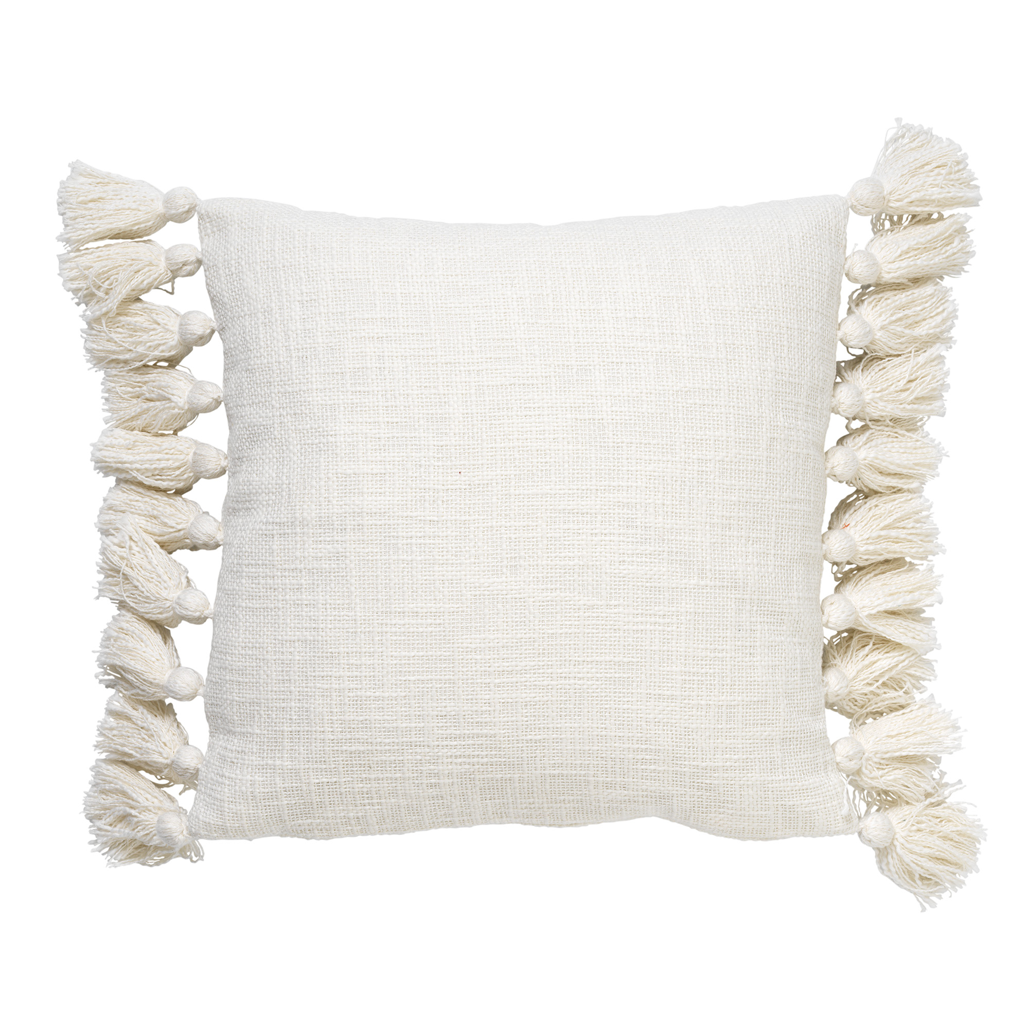 RUBY - Sierkussen katoen 45x45 cm - Snow White - wit - kussentje met flosjes