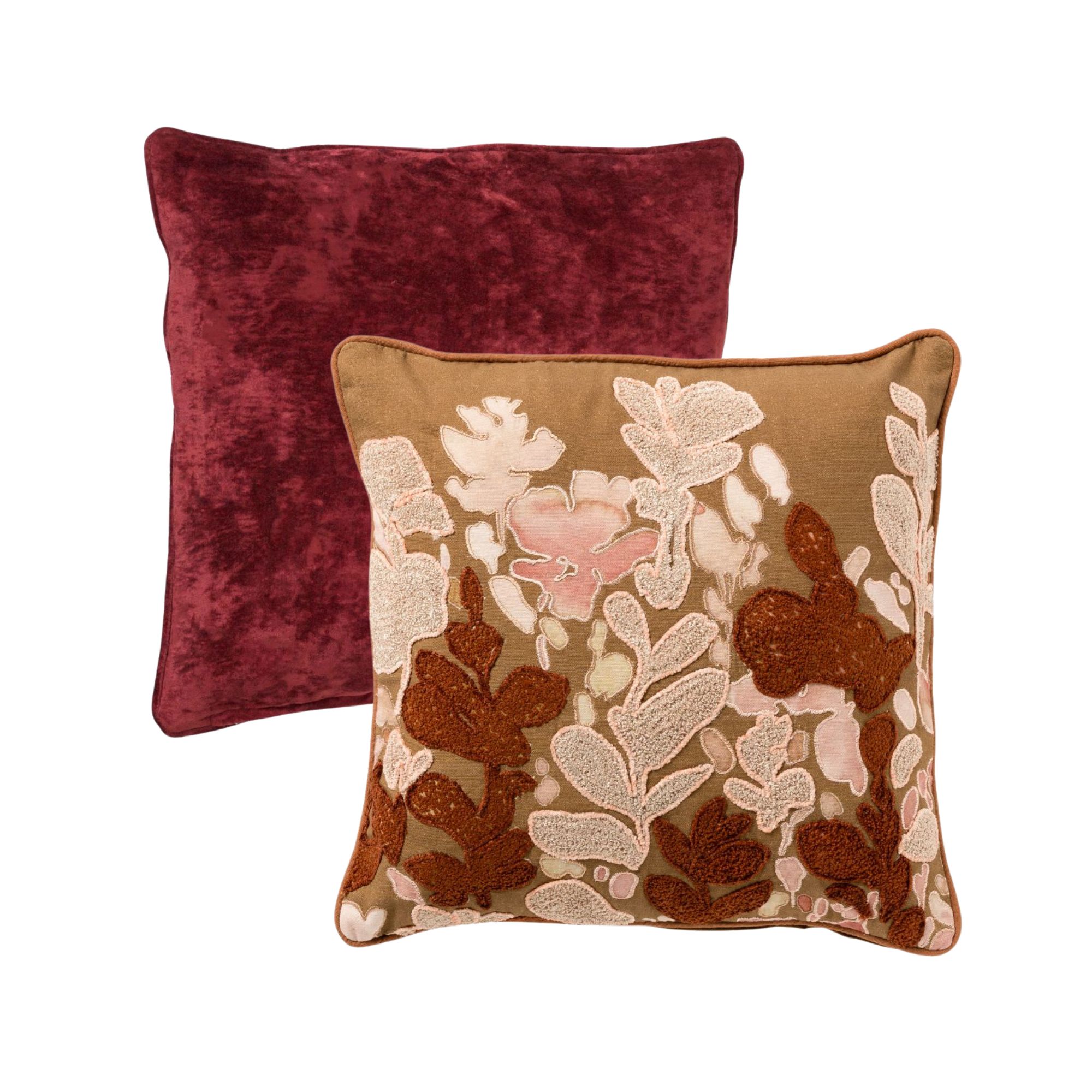 KUSSENSET | 2-delig | 45x45 cm en 50x50 cm | bruin, rood | Hoii