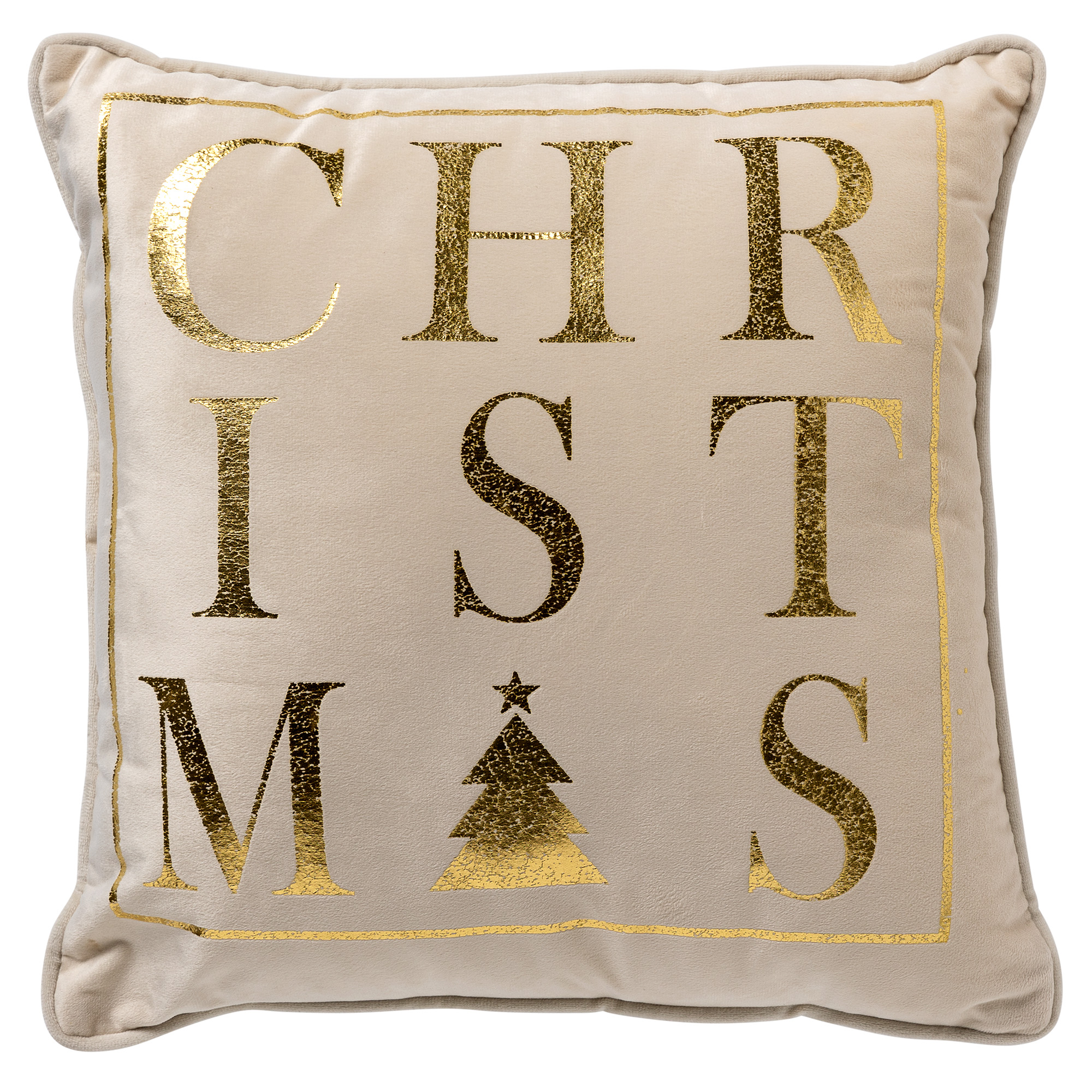 CHRISTMAS - Kussenhoes 45x45 cm - Wit - Kerst decoratie - velvet