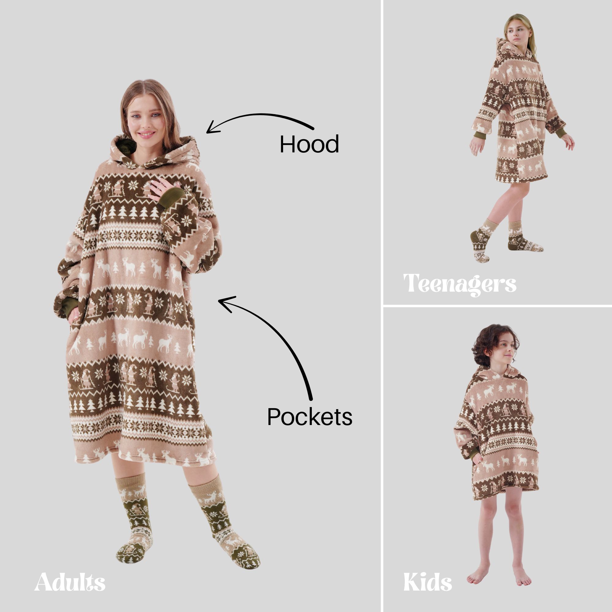 LAPLAND - hoodie 60x90 cm - tieners - XS - kerst - Military Olive - groen LAPLAND - hoodie 60x90 cm - tieners - XS - kerst - Military Olive - groen