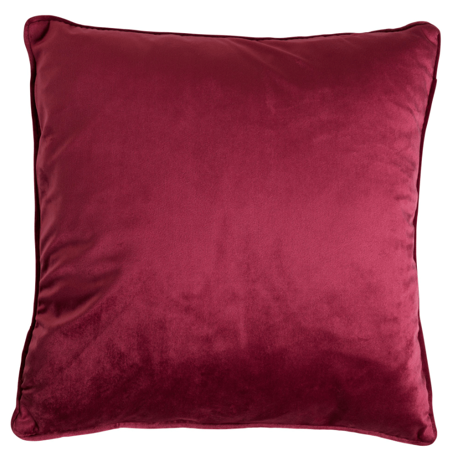 FINN - Sierkussen 45x45 cm - velvet - effen kleur - Red Plum - donkerroze