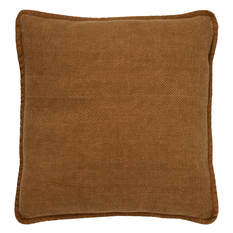 Sierkussen-45x45-cm-van-gewassen-katoen-in-effen-kleur-Tobacco-Brown-bruin