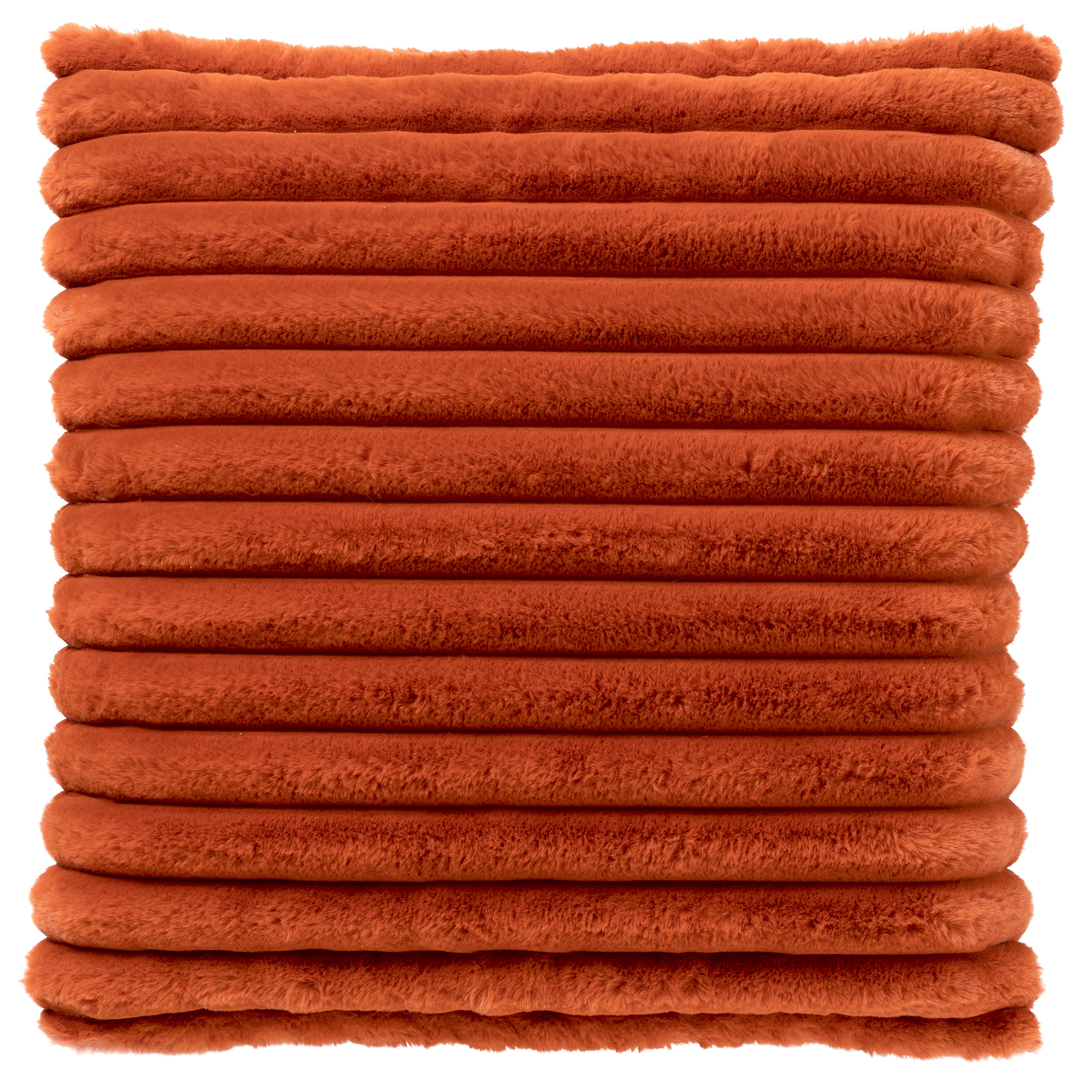 HAZEL - Sierkussen 50x50 cm - in effen kleur - strepen - heerlijk zacht - Potters Clay - oranje