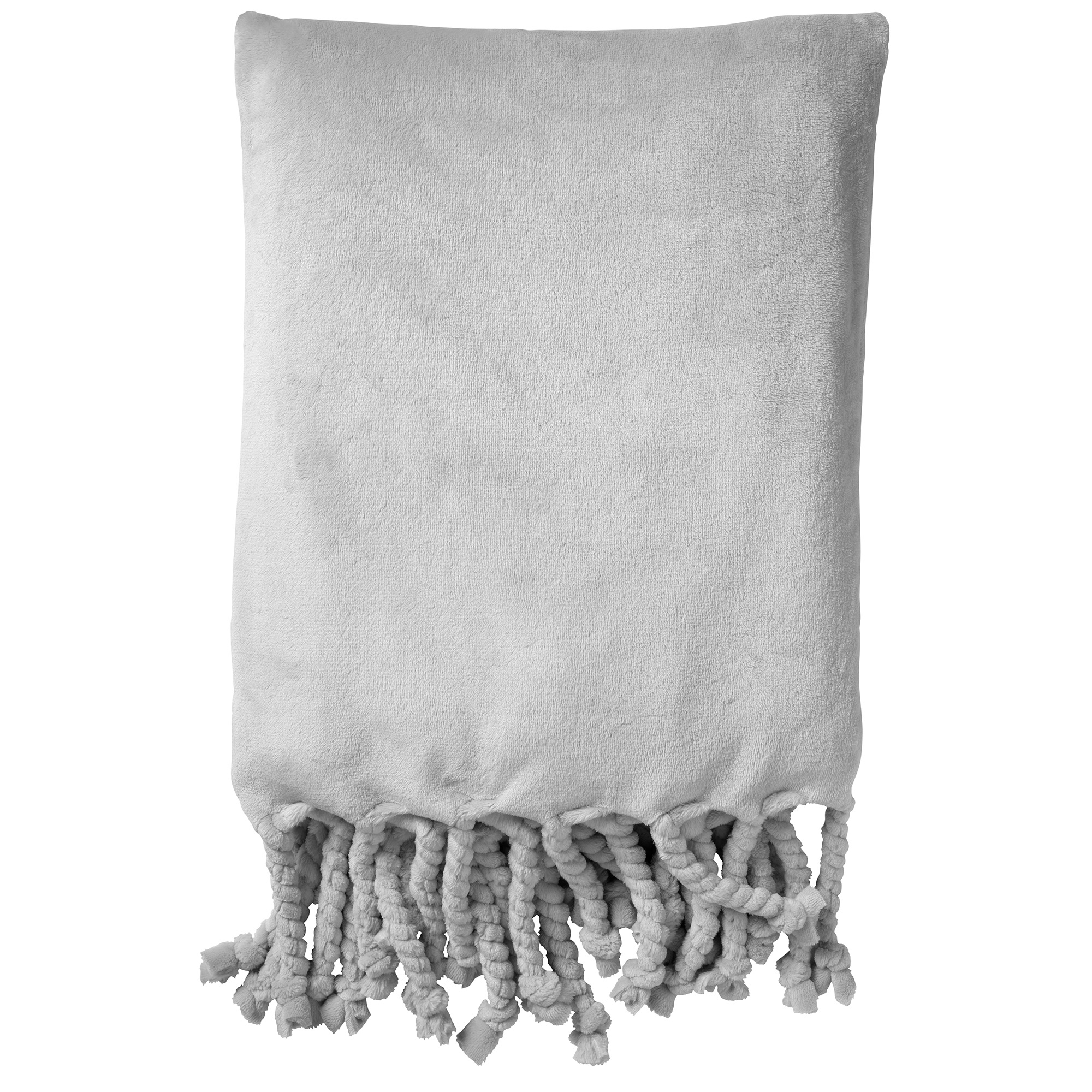 FLORIJN - Plaid fleece 150x200 cm - Micro Chip - grijs - superzacht - met franjes