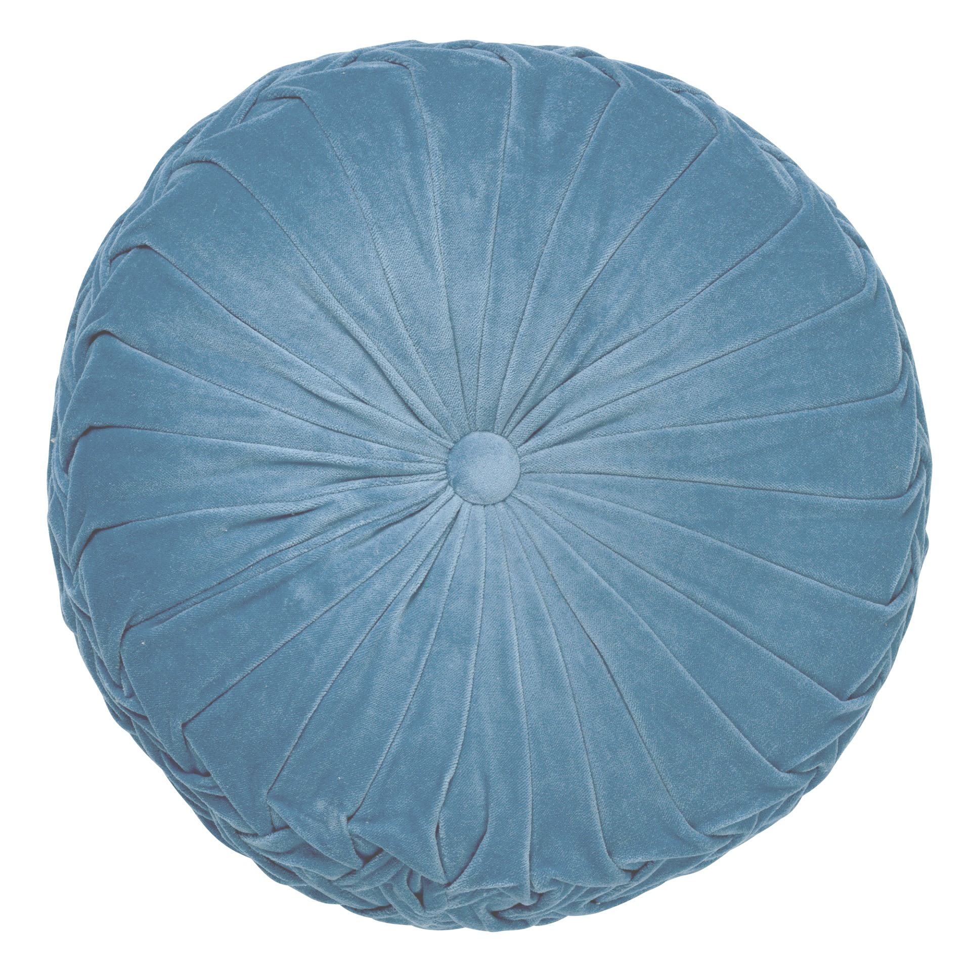 KAJA - Sierkussen rond velvet 40 cm - Provincial Blue - blauw