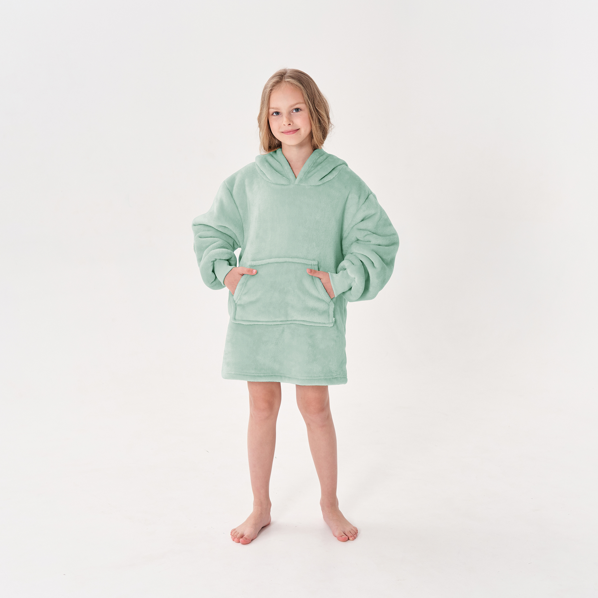 JUNIOR Oversized Hoodie voor kinderen - 50x70 cm - Hoodie & deken in één - met capuchon - Jadeite - groen