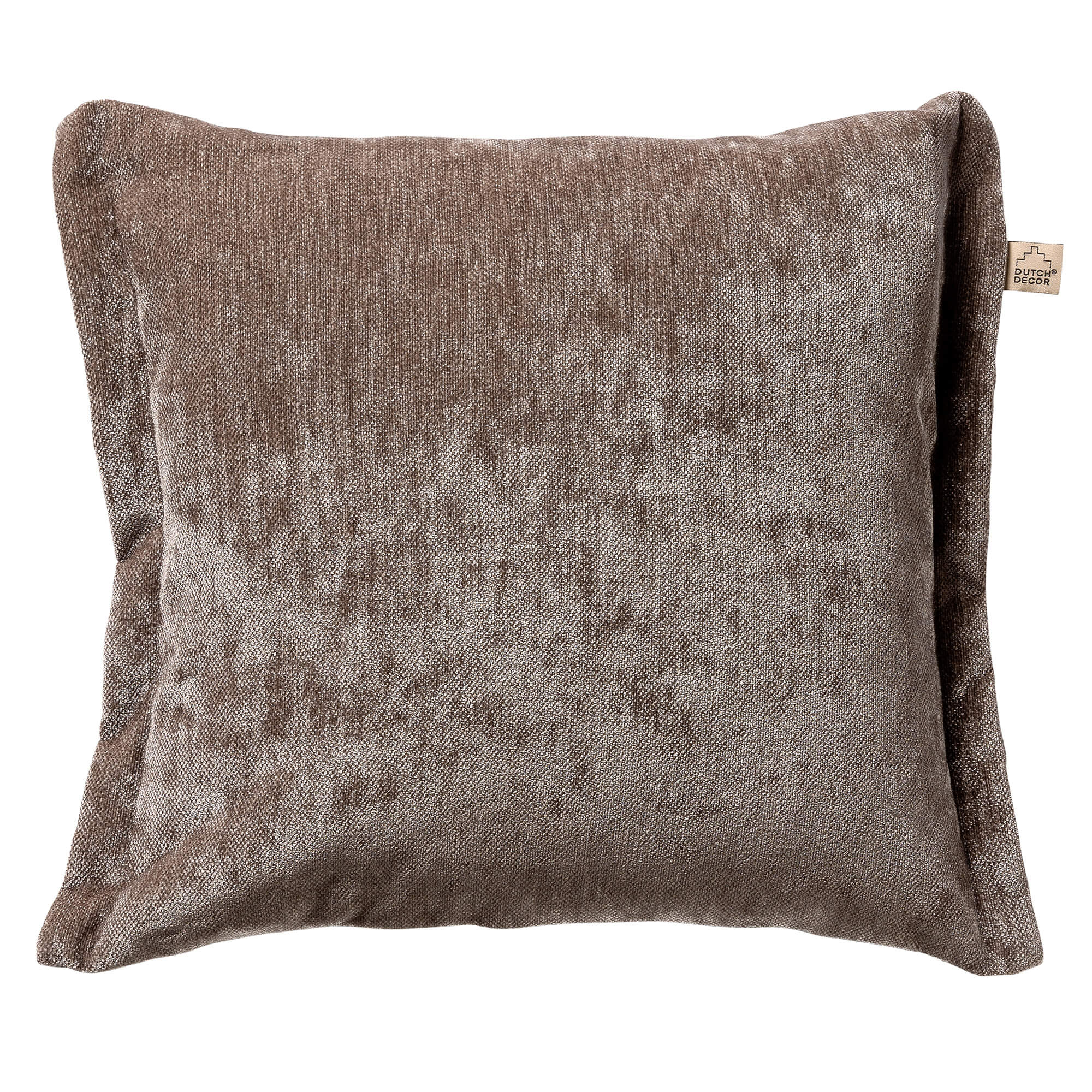 LEWIS - Kussenhoes 45x45 cm - fluweel - met sierrand - Driftwood - taupe
