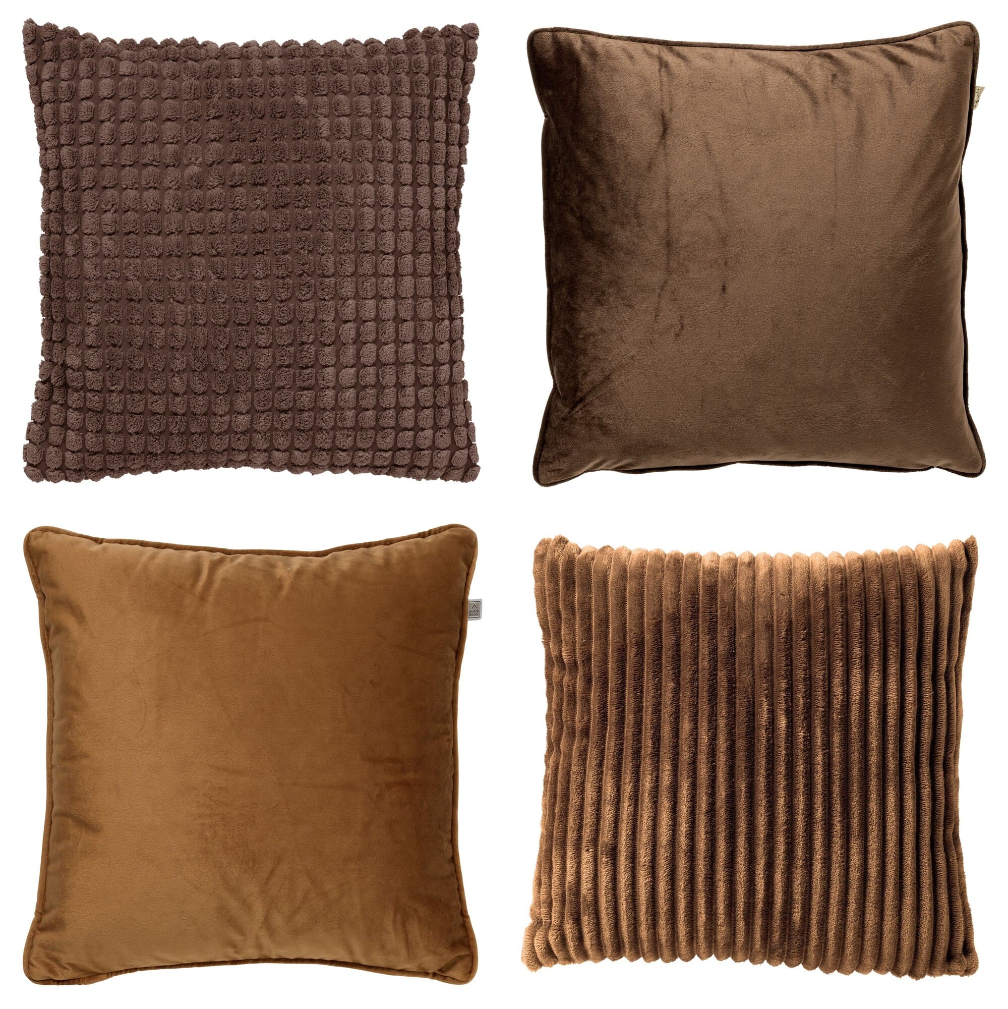 KUSSENSET - 4-delig Mixed Textures - 45x45 cm - inclusief binnenkussens - bruin KUSSENSET - 4-delig Mixed Textures - 45x45 cm - inclusief binnenkussens - bruin