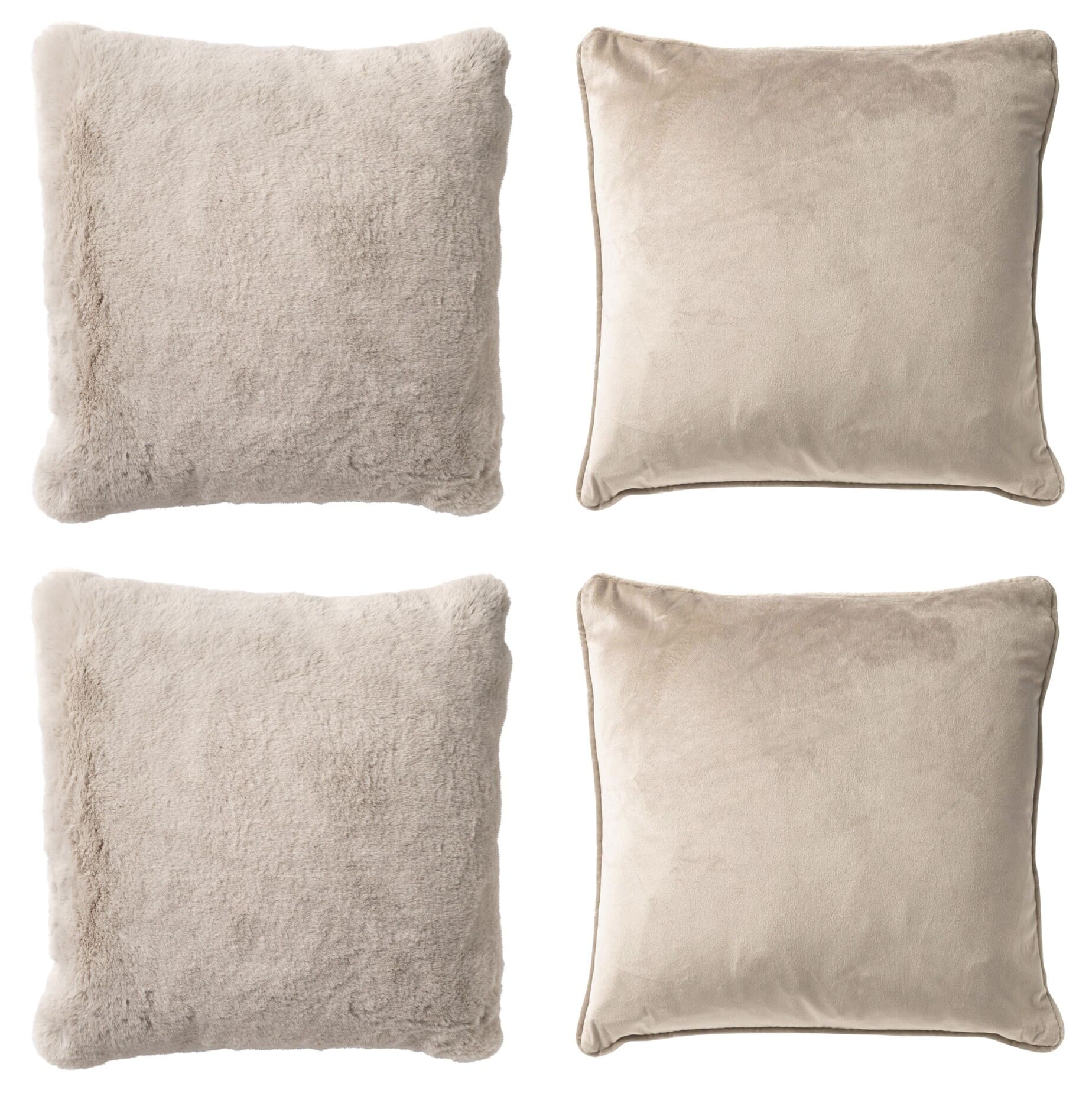 KUSSENSET - 4-delig Soft Textures - 45x45 cm - inclusief binnenkussens - beige KUSSENSET - 4-delig Soft Textures - 45x45 cm - inclusief binnenkussens - beige