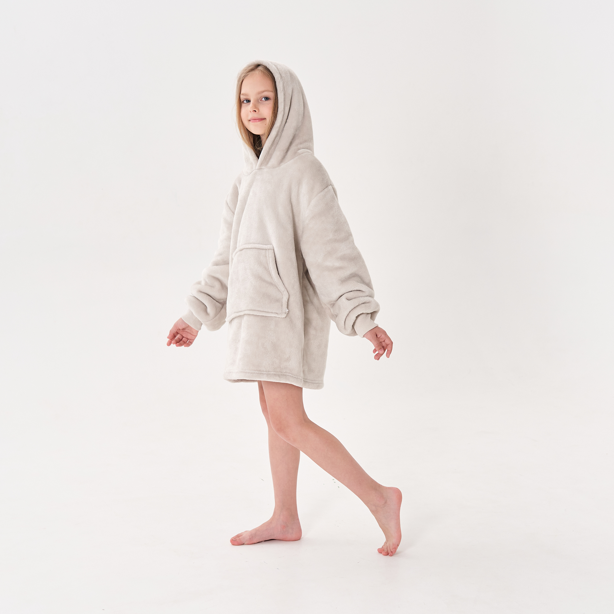 JUNIOR Oversized Hoodie voor kinderen - 50x70 cm - Hoodie & deken in één - met capuchon - Pumice Stone - beige