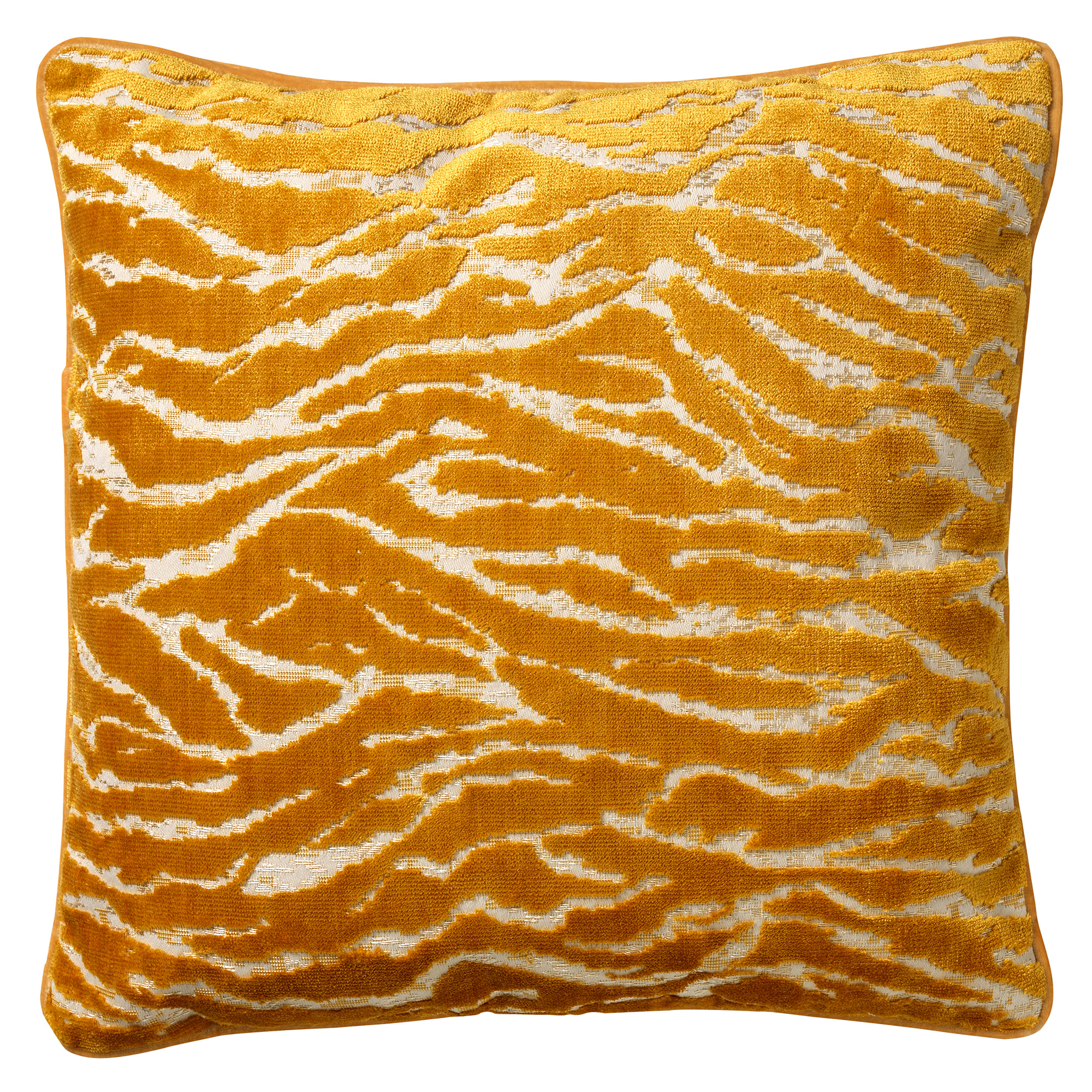 ZABRINA - Sierkussen 45x45 cm - velvet - met zebra strepen - Golden Glow - geel