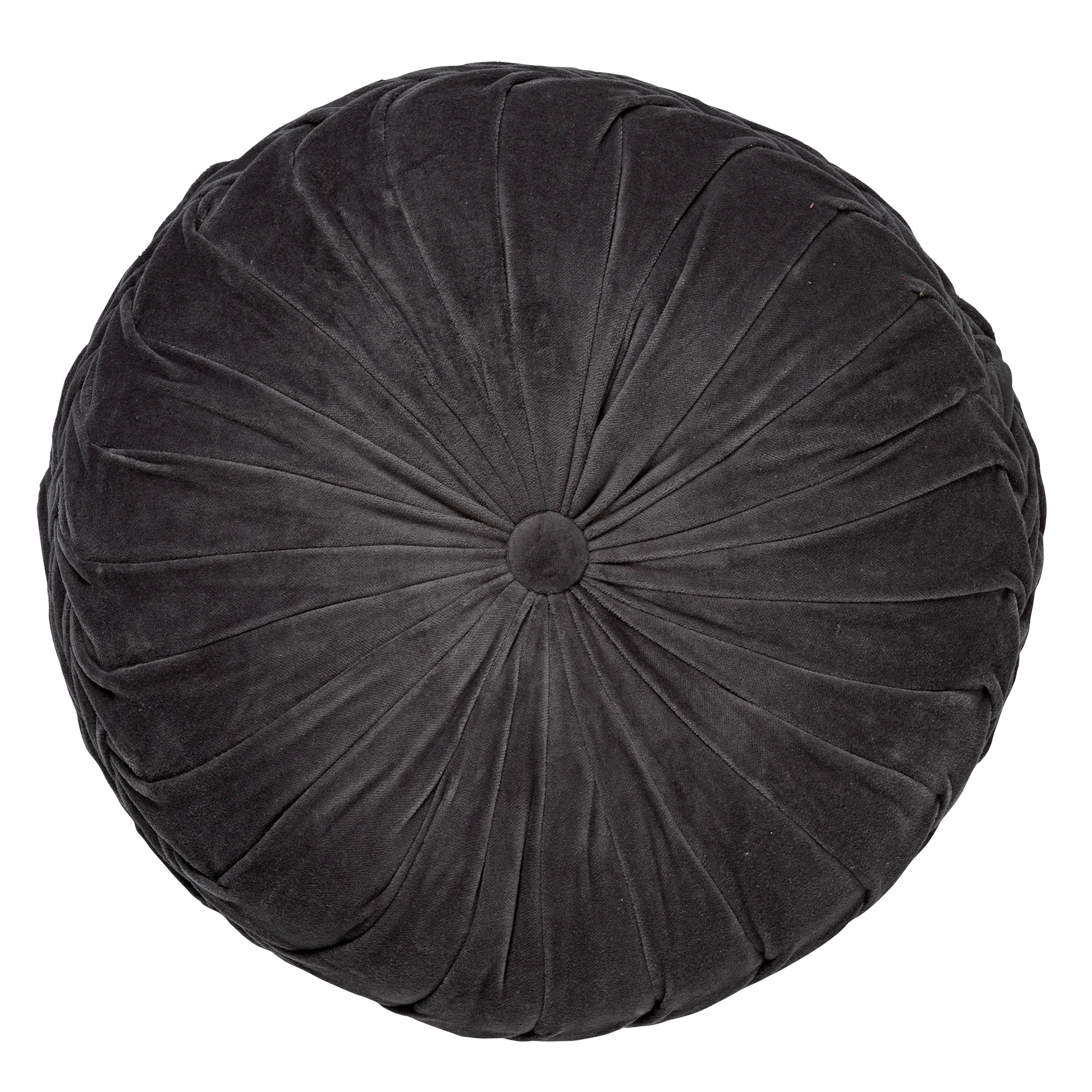 KAJA - Sierkussen rond velvet Ø40 cm - Charcoal Gray - antraciet